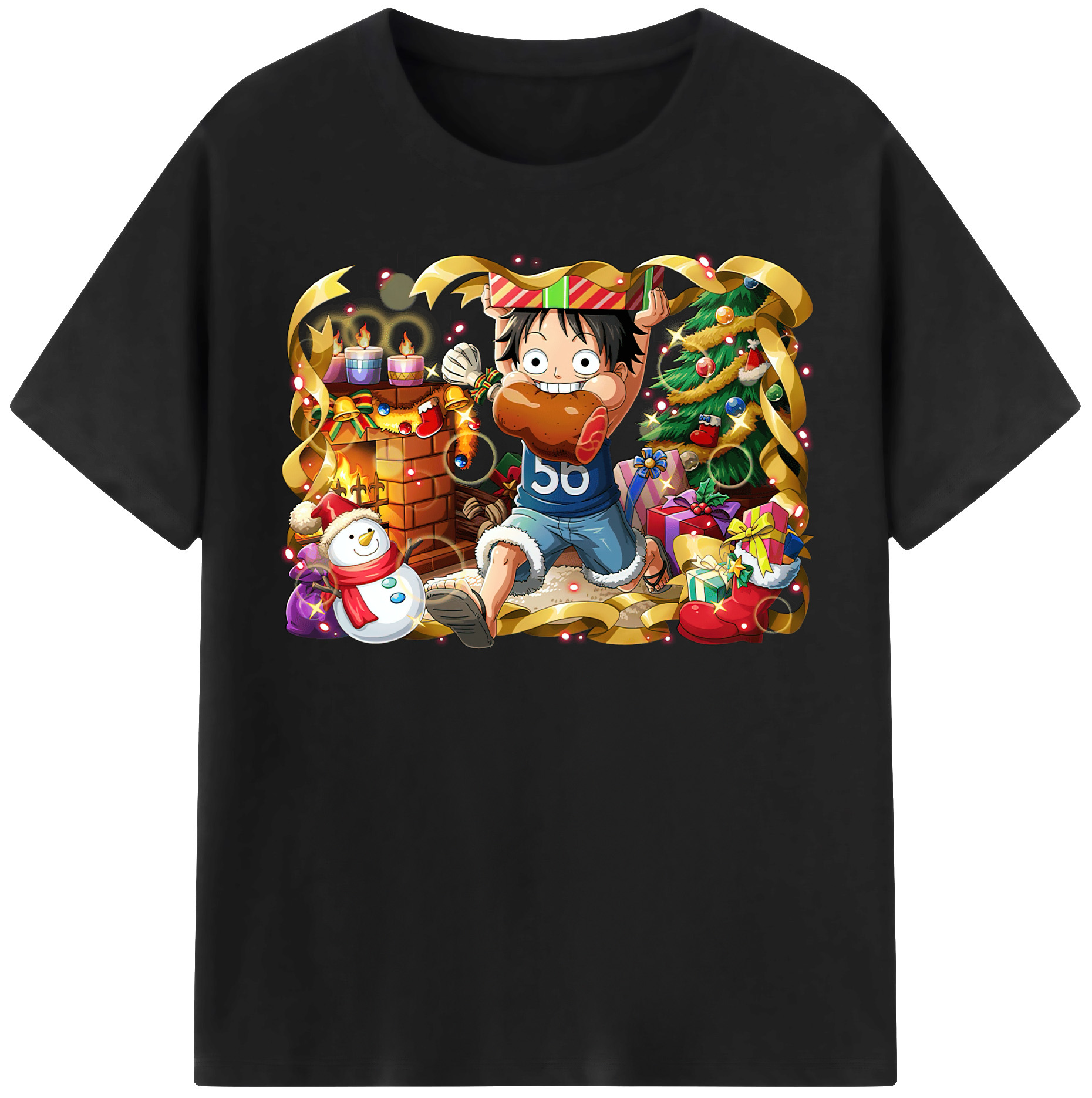 ワンピース モンキー・D・ルフィ ONE PIECE Monkey D. Luffy レディースカジュアルプリントTシャツ（綿100％）