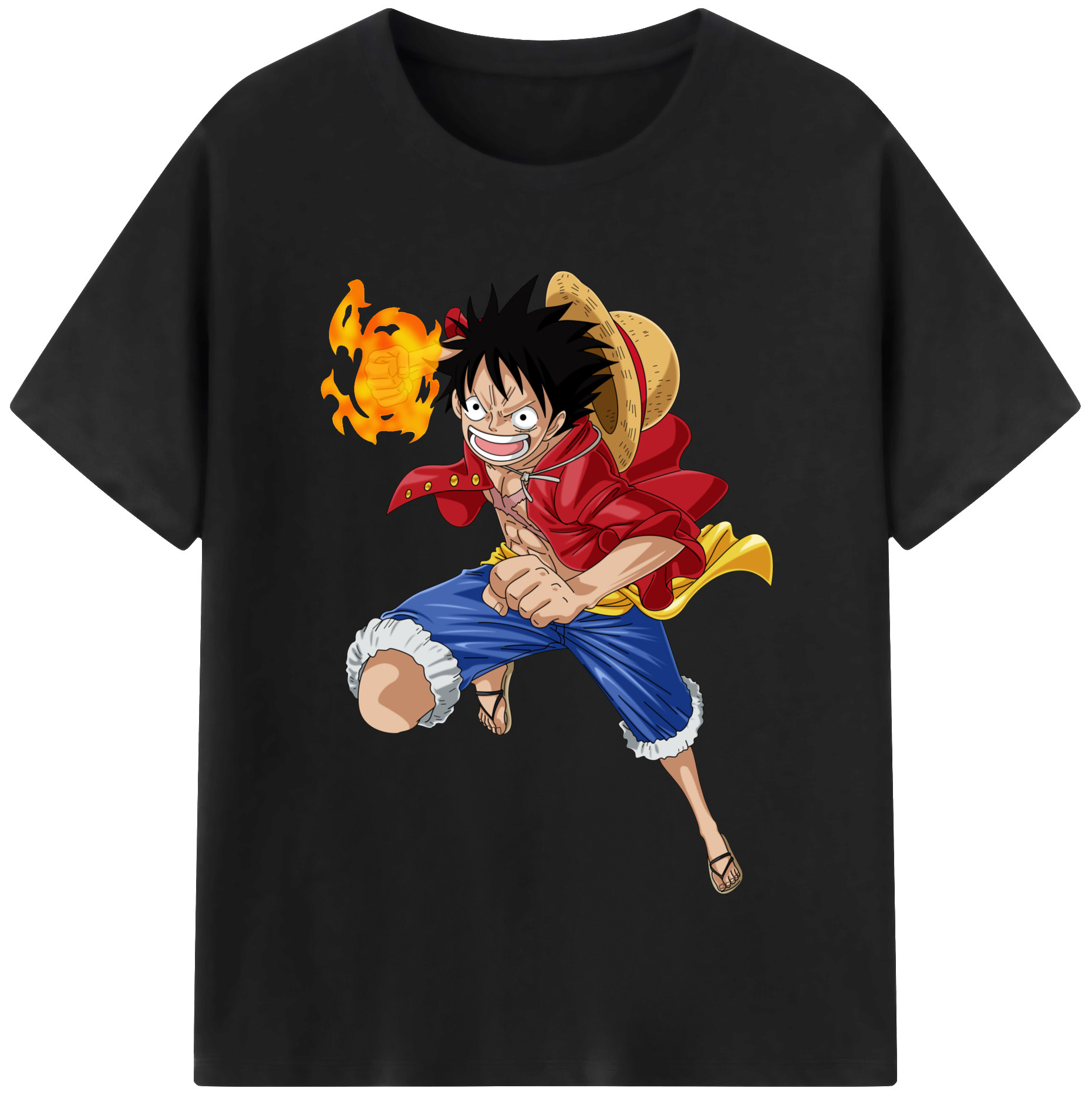 ワンピース モンキー・D・ルフィ ONE PIECE Monkey D. Luffy レディースカジュアルプリントTシャツ（綿100％）