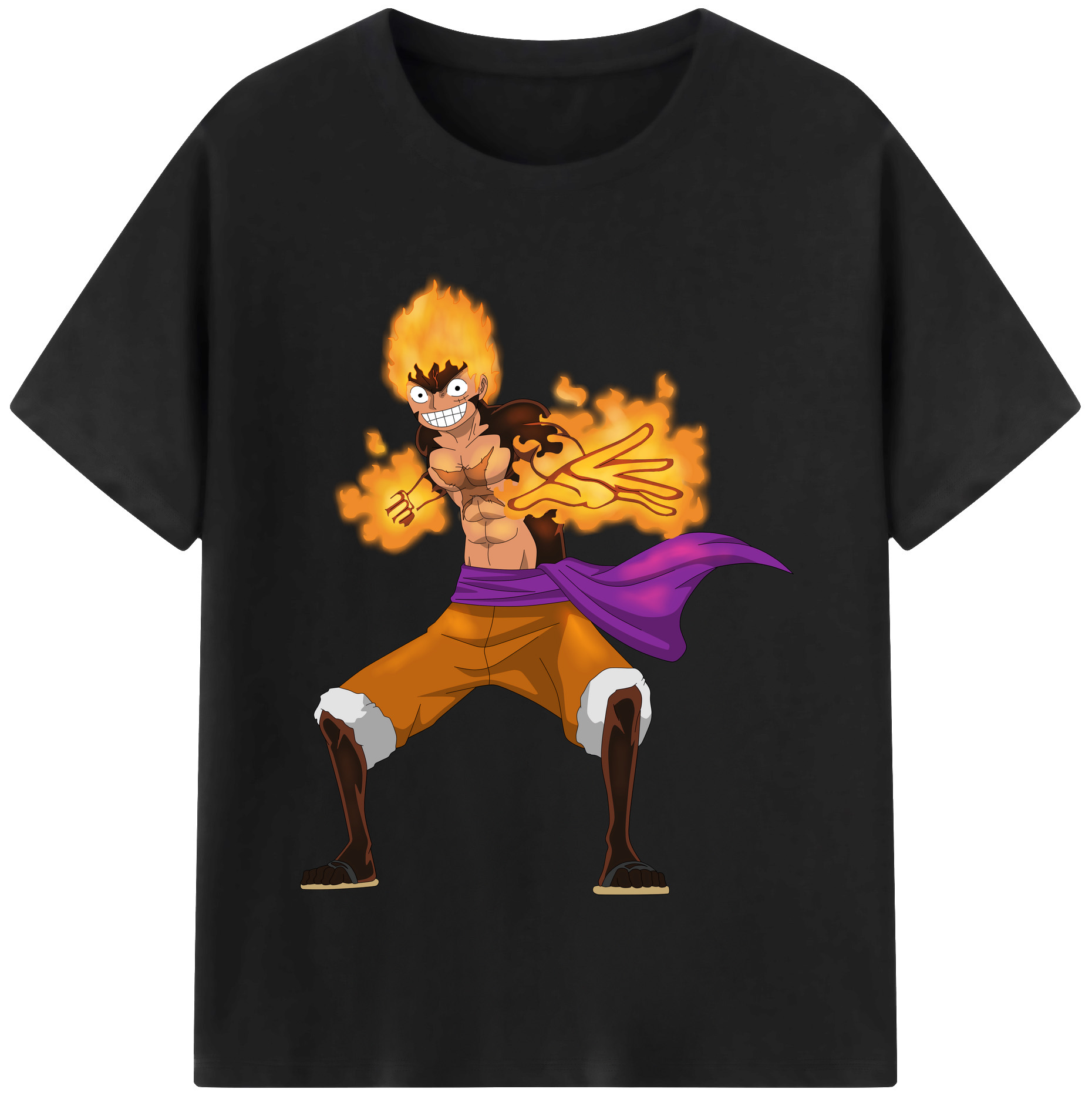 ワンピース モンキー・D・ルフィ ONE PIECE Monkey D. Luffy レディースカジュアルプリントTシャツ（綿100％）
