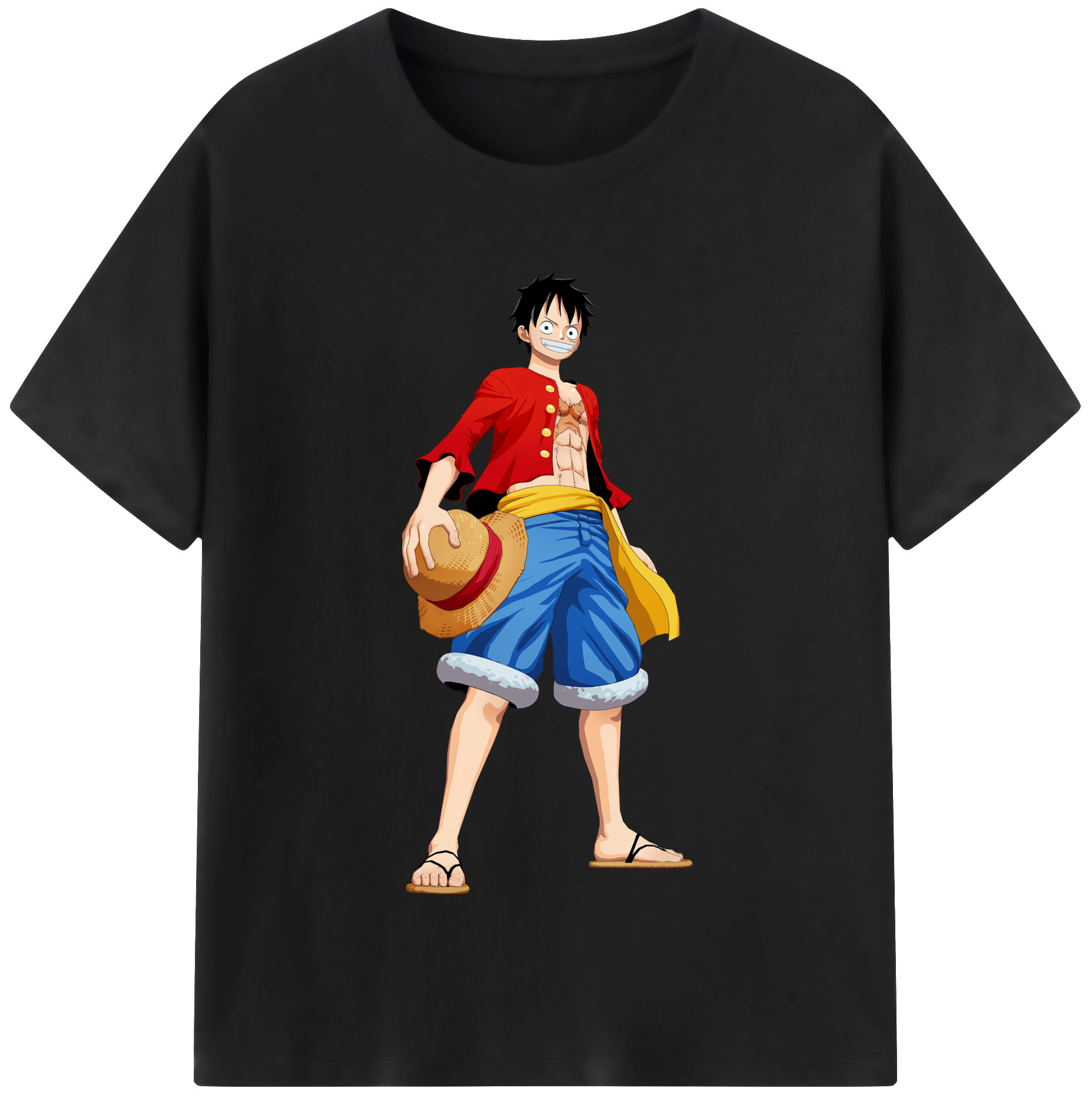 ワンピース モンキー・D・ルフィ ONE PIECE Monkey D. Luffy レディースカジュアルプリントTシャツ（綿100％）