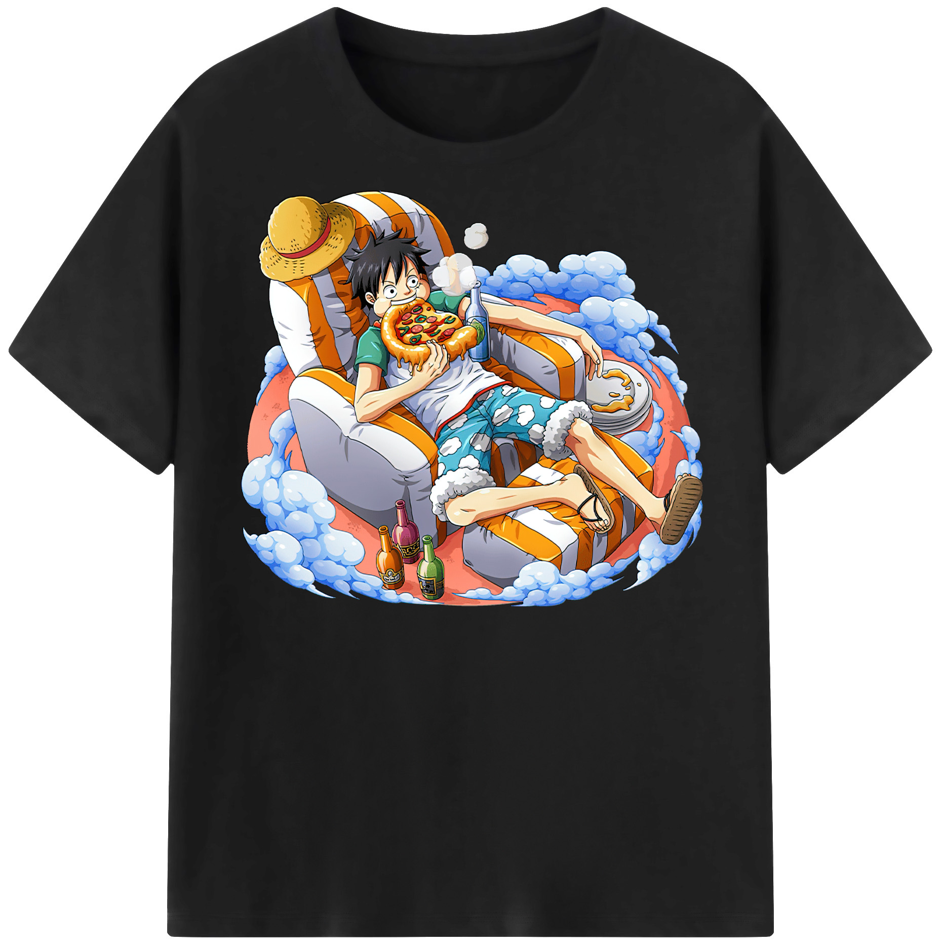 ワンピース モンキー・D・ルフィ ONE PIECE Monkey D. Luffy レディースカジュアルプリントTシャツ（綿100％）