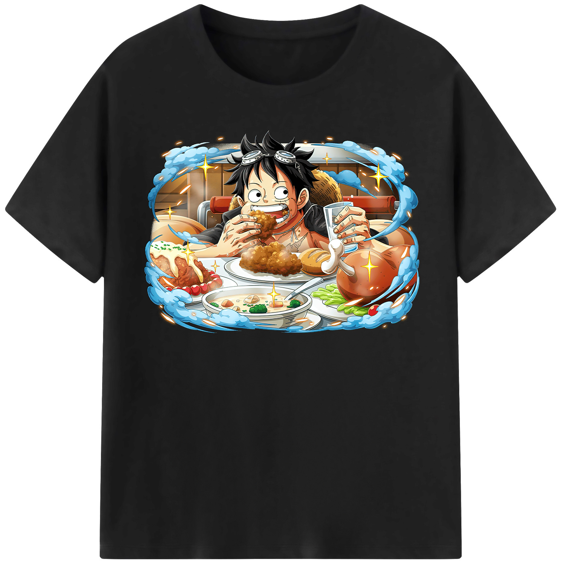 ワンピース モンキー・D・ルフィ ONE PIECE Monkey D. Luffy レディースカジュアルプリントTシャツ（綿100％）