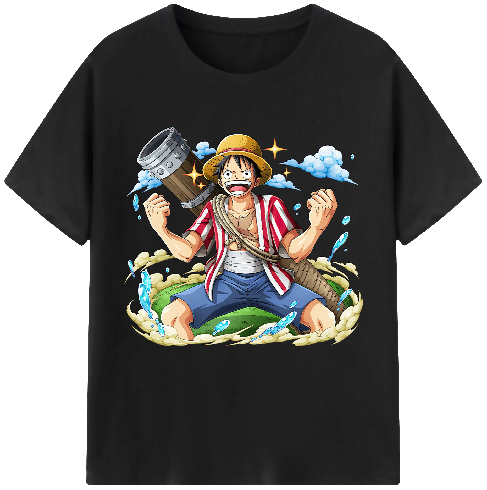 ワンピース モンキー・D・ルフィ ONE PIECE Monkey D. Luffy レディースカジュアルプリントTシャツ（綿100％）