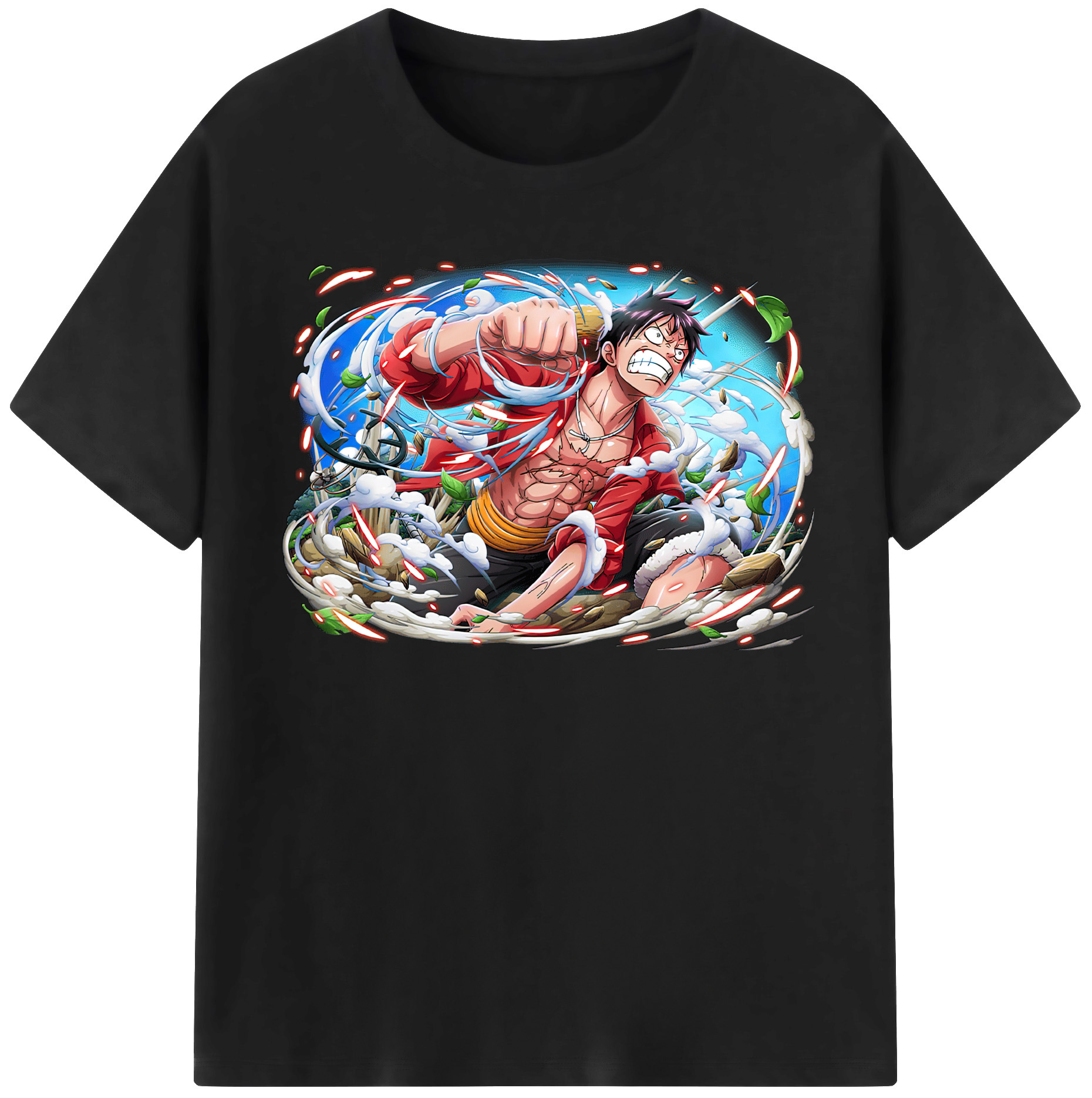 ワンピース モンキー・D・ルフィ ONE PIECE Monkey D. Luffy レディースカジュアルプリントTシャツ（綿100％）
