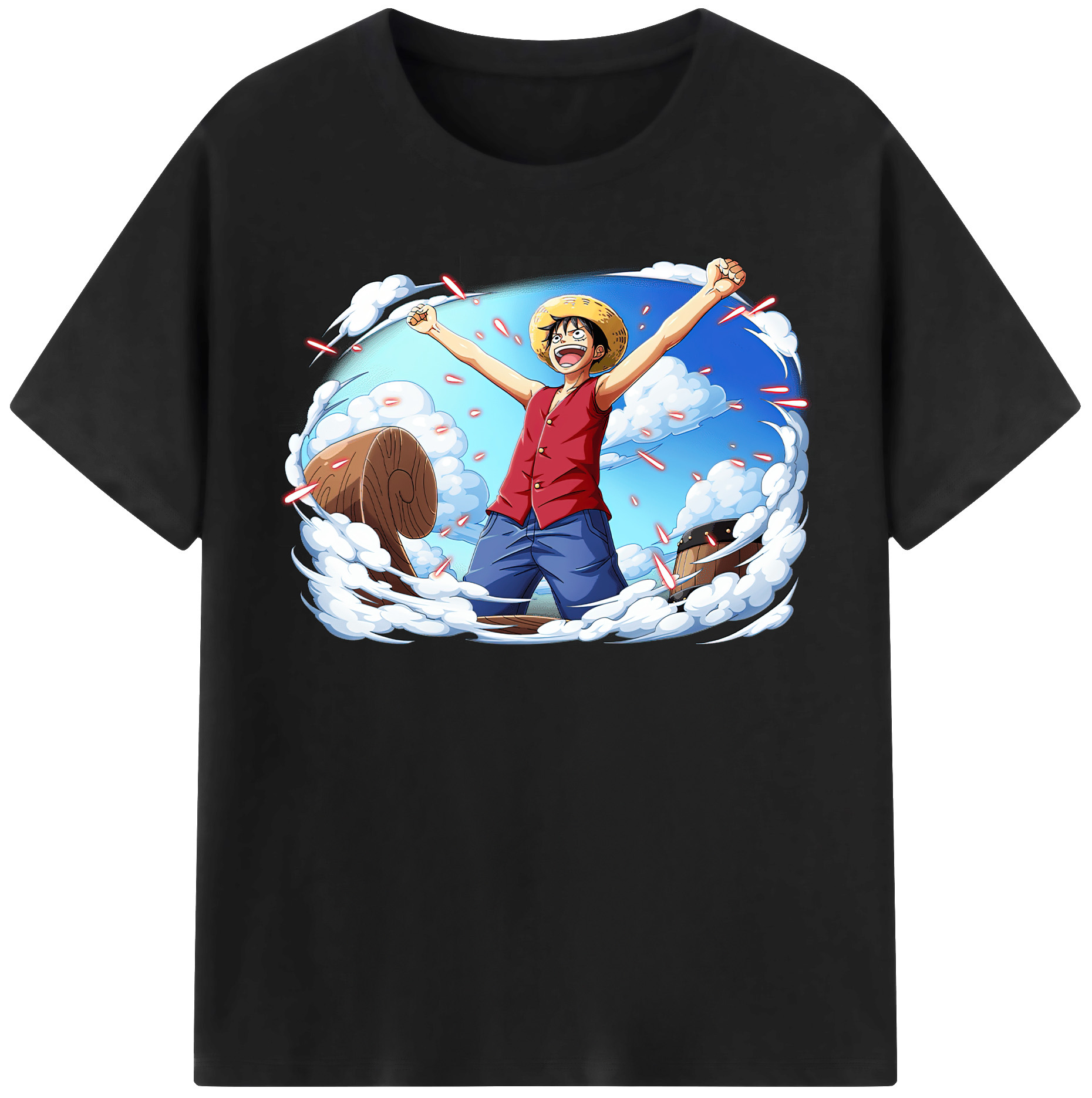 ワンピース モンキー・D・ルフィ ONE PIECE Monkey D. Luffy レディースカジュアルプリントTシャツ（綿100％）