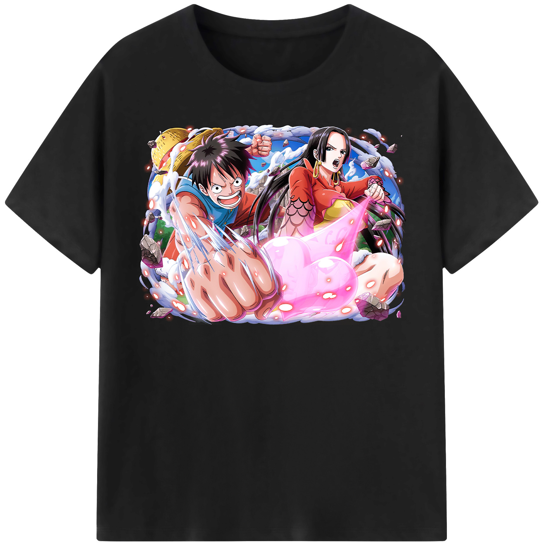 ワンピース モンキー・D・ルフィ ONE PIECE Monkey D. Luffy レディースカジュアルプリントTシャツ（綿100％）