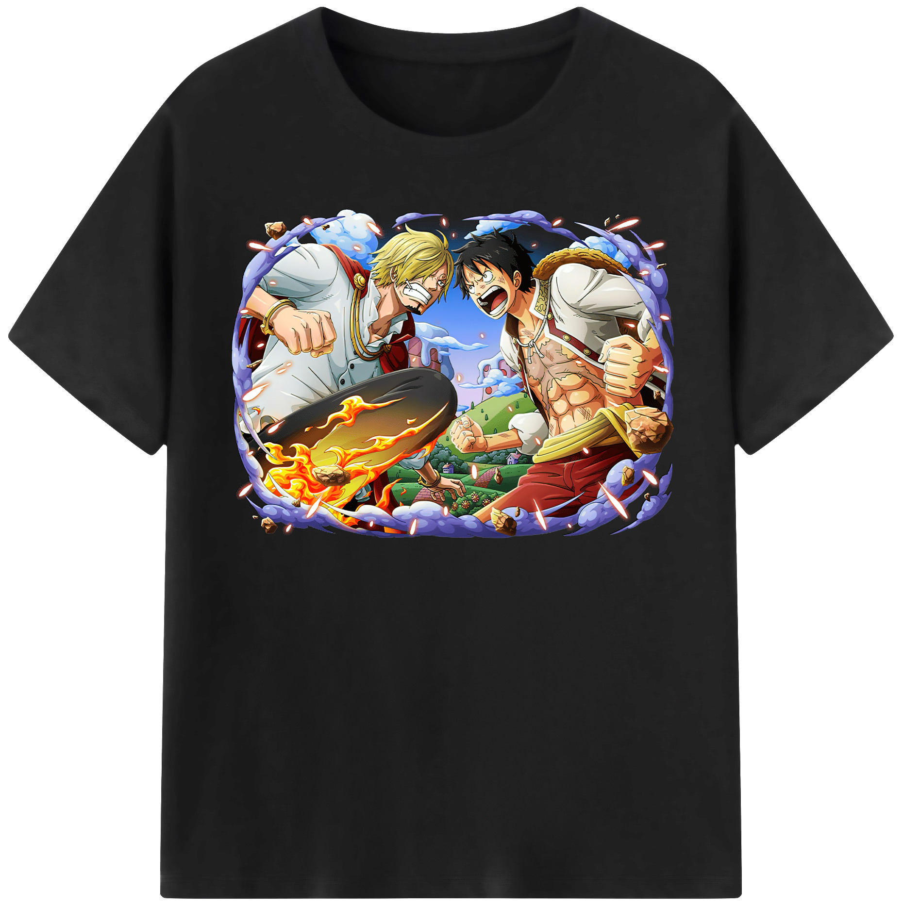 ワンピース モンキー・D・ルフィ ONE PIECE Monkey D. Luffy レディースカジュアルプリントTシャツ（綿100％）