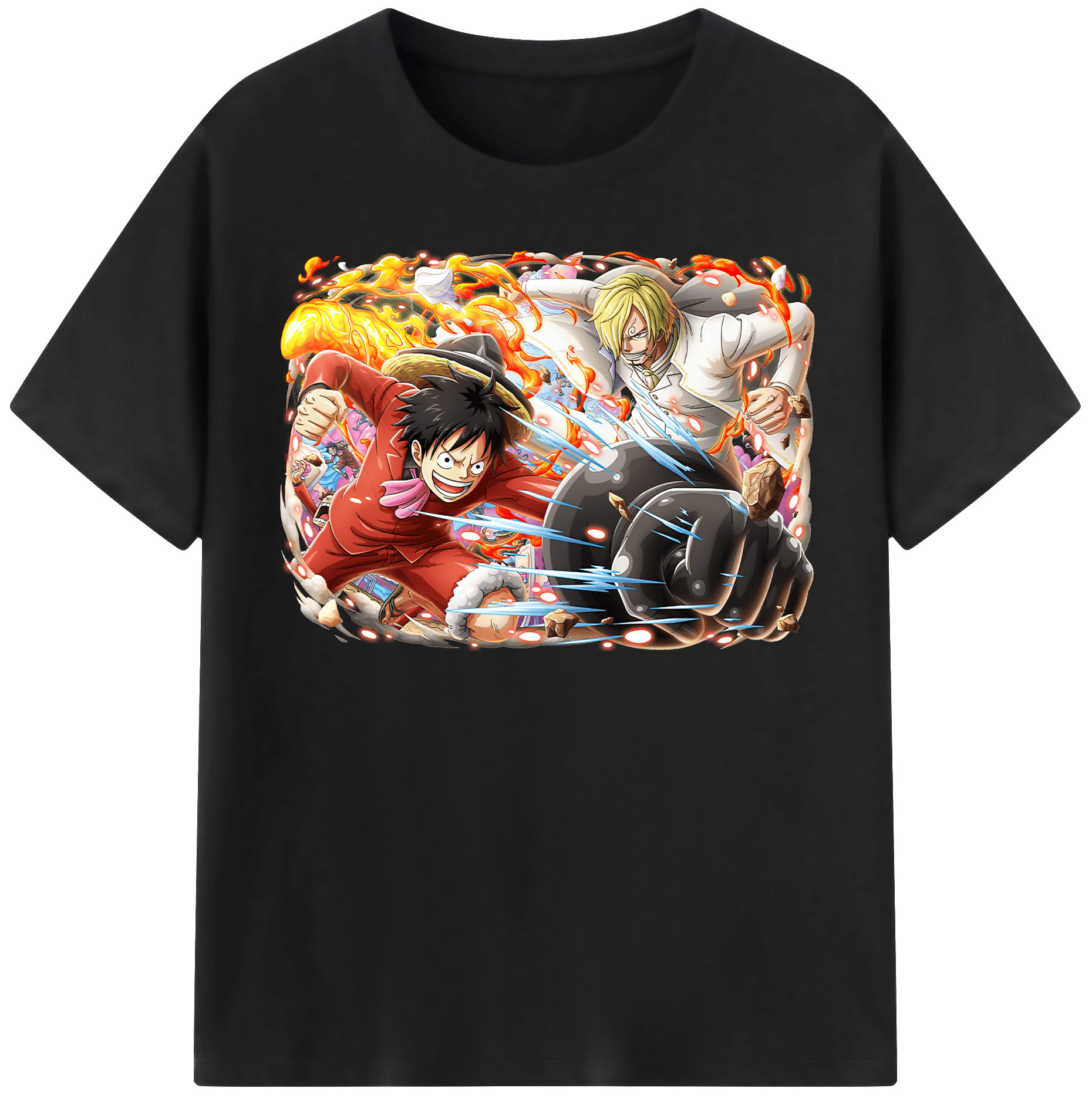 ワンピース モンキー・D・ルフィ ONE PIECE Monkey D. Luffy レディースカジュアルプリントTシャツ（綿100％）