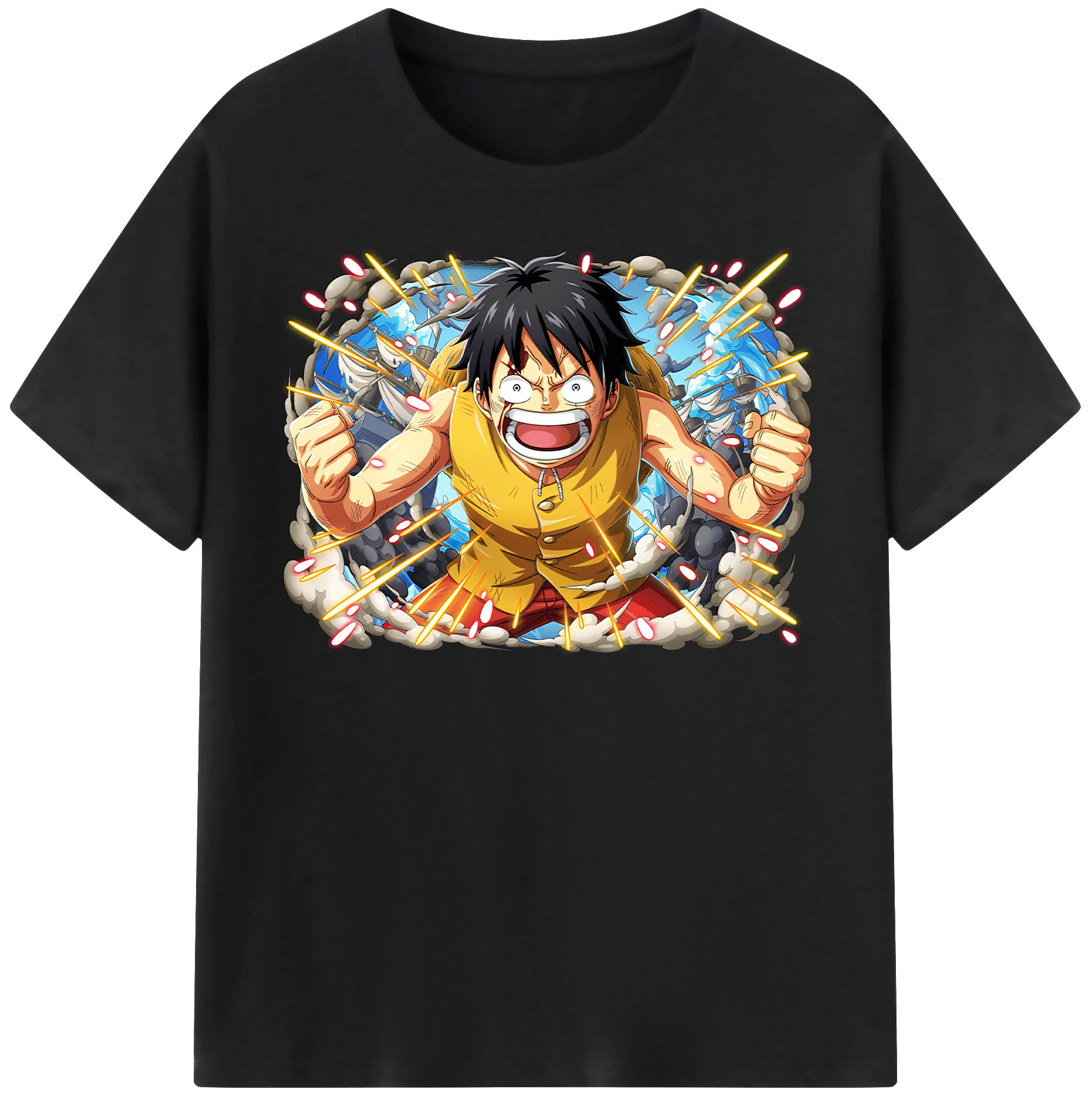 ワンピース モンキー・D・ルフィ ONE PIECE Monkey D. Luffy レディースカジュアルプリントTシャツ（綿100％）