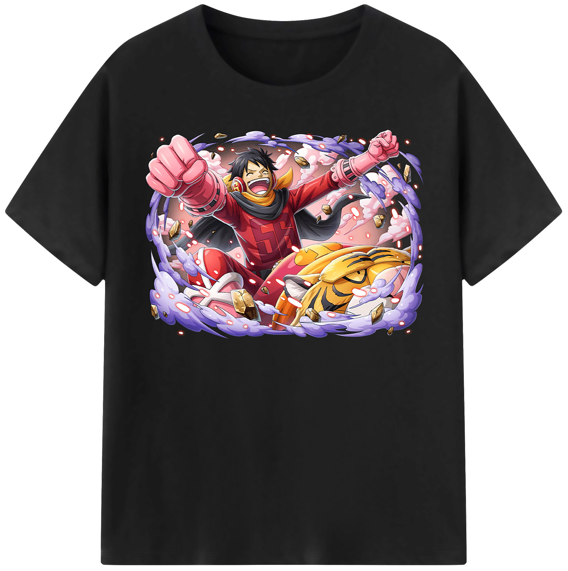 ワンピース モンキー・D・ルフィ ONE PIECE Monkey D. Luffy レディースカジュアルプリントTシャツ（綿100％）