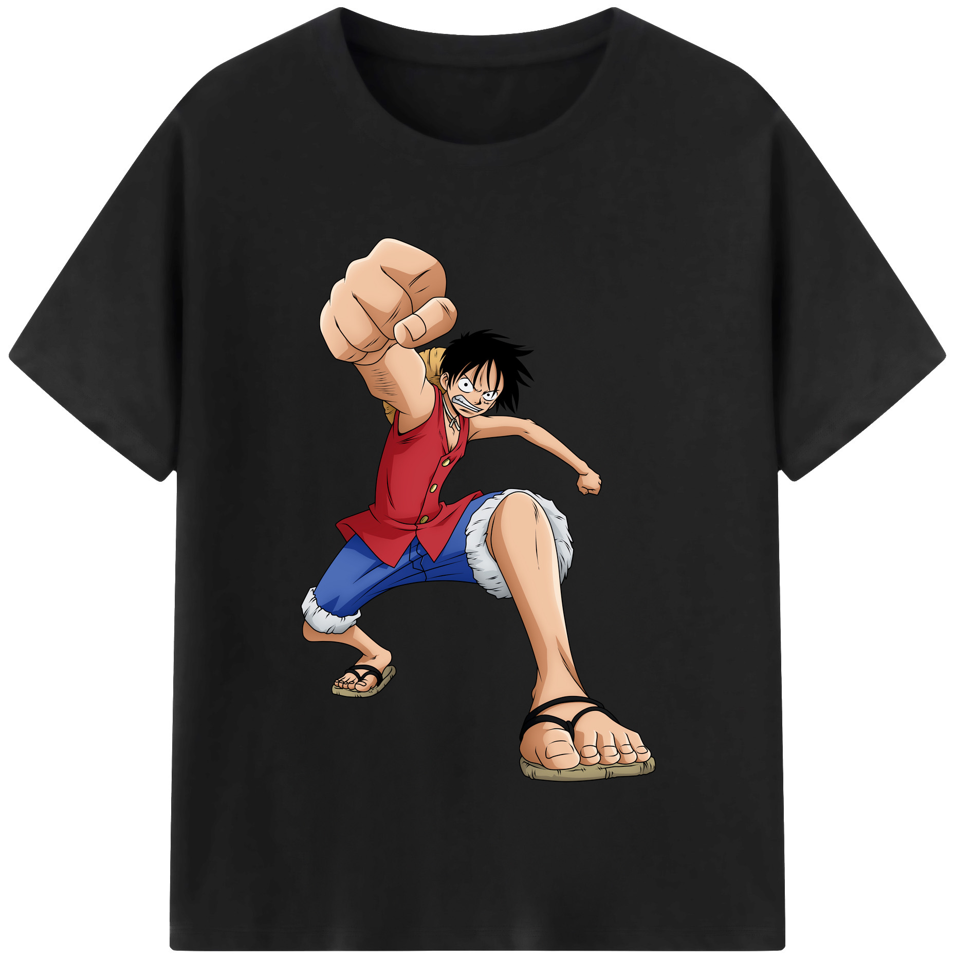 ワンピース モンキー・D・ルフィ ONE PIECE Monkey D. Luffy レディースカジュアルプリントTシャツ（綿100％）