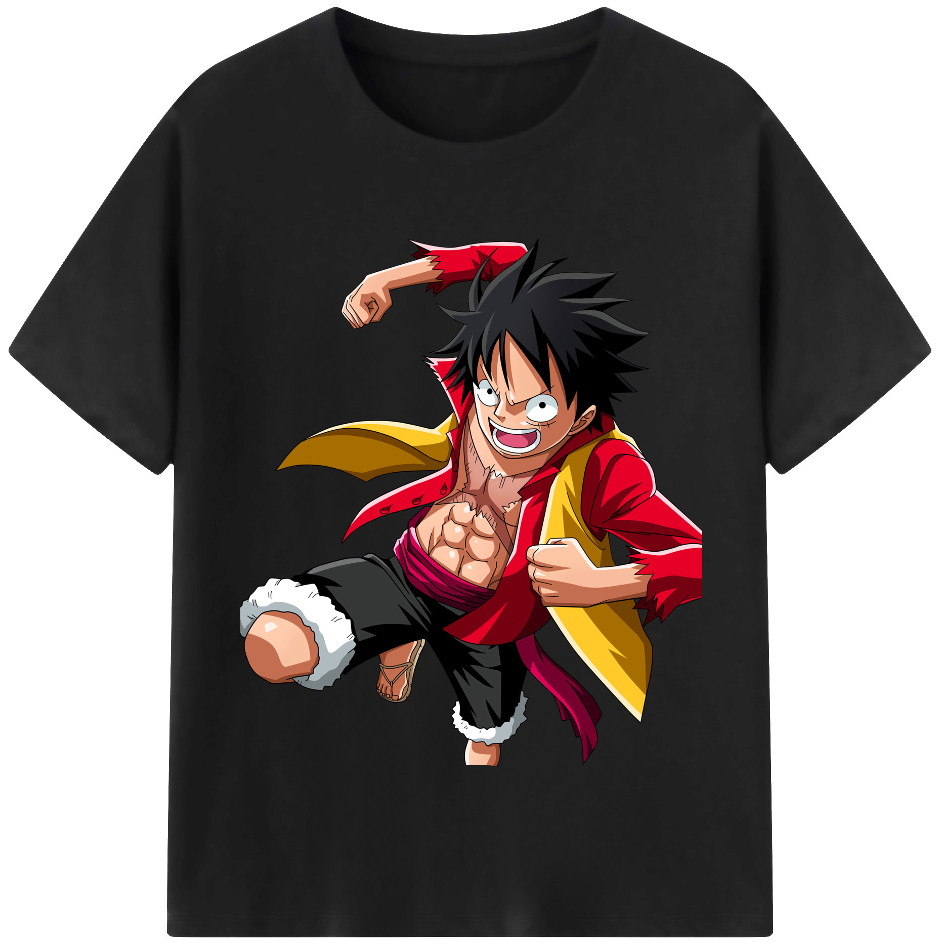 ワンピース モンキー・D・ルフィ ONE PIECE Monkey D. Luffy レディースカジュアルプリントTシャツ（綿100％）