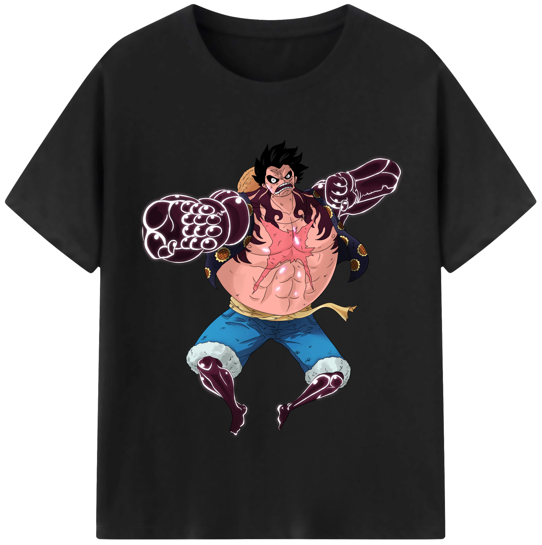 ワンピース モンキー・D・ルフィ ONE PIECE Monkey D. Luffy レディースカジュアルプリントTシャツ（綿100％）