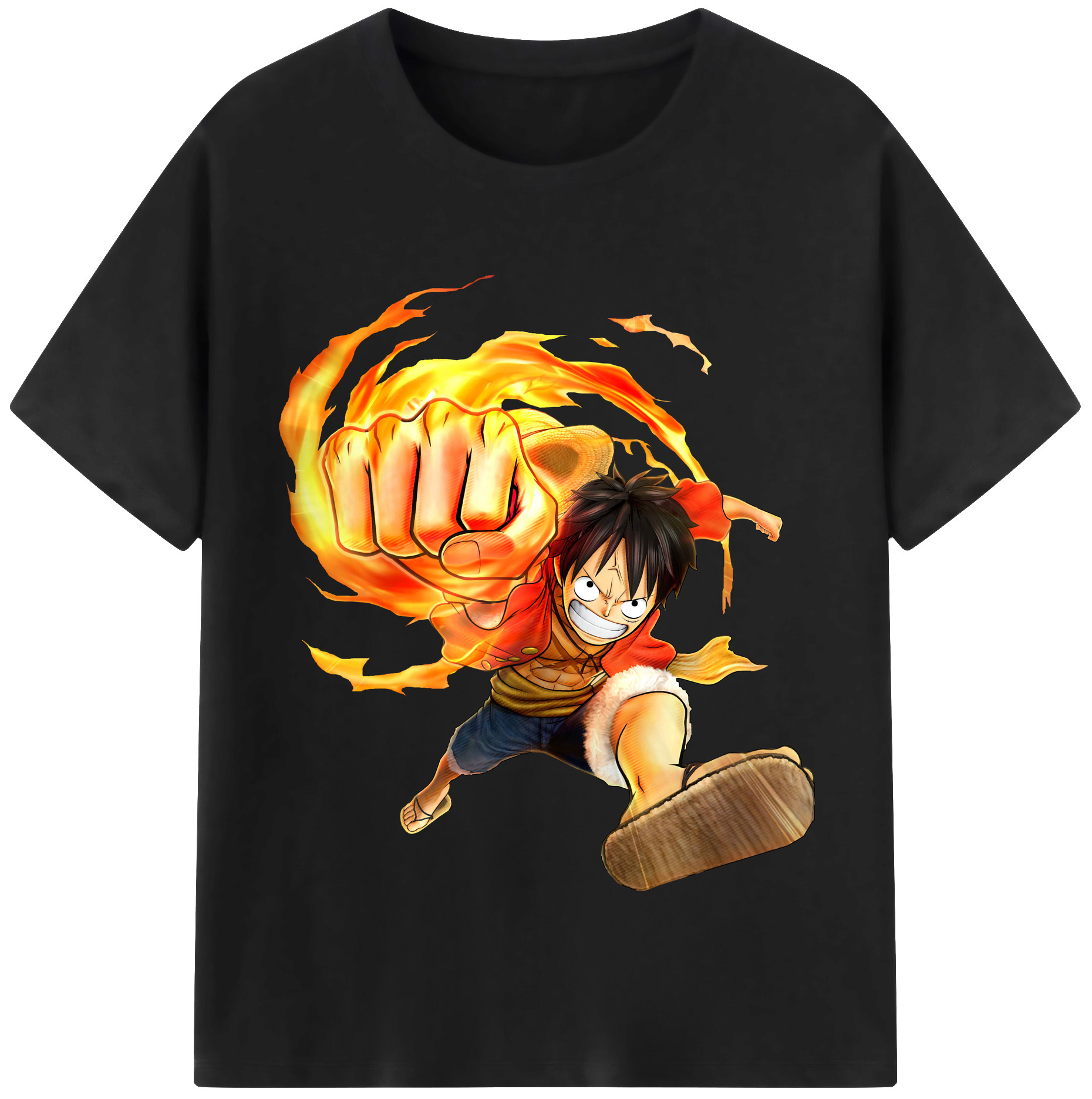 ワンピース モンキー・D・ルフィ ONE PIECE Monkey D. Luffy レディースカジュアルプリントTシャツ（綿100％）