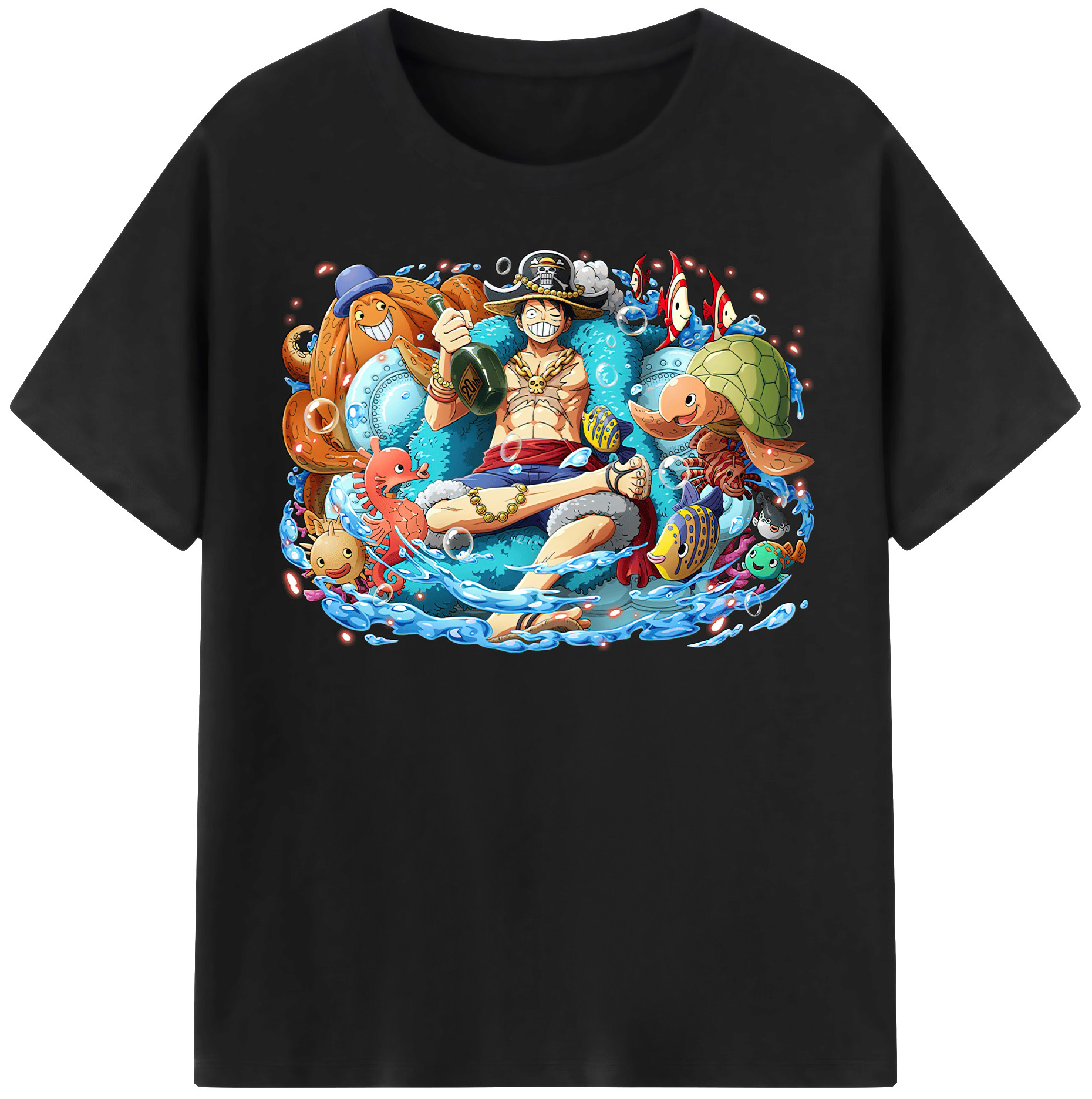 ワンピース モンキー・D・ルフィ ONE PIECE Monkey D. Luffy レディースカジュアルプリントTシャツ（綿100％）