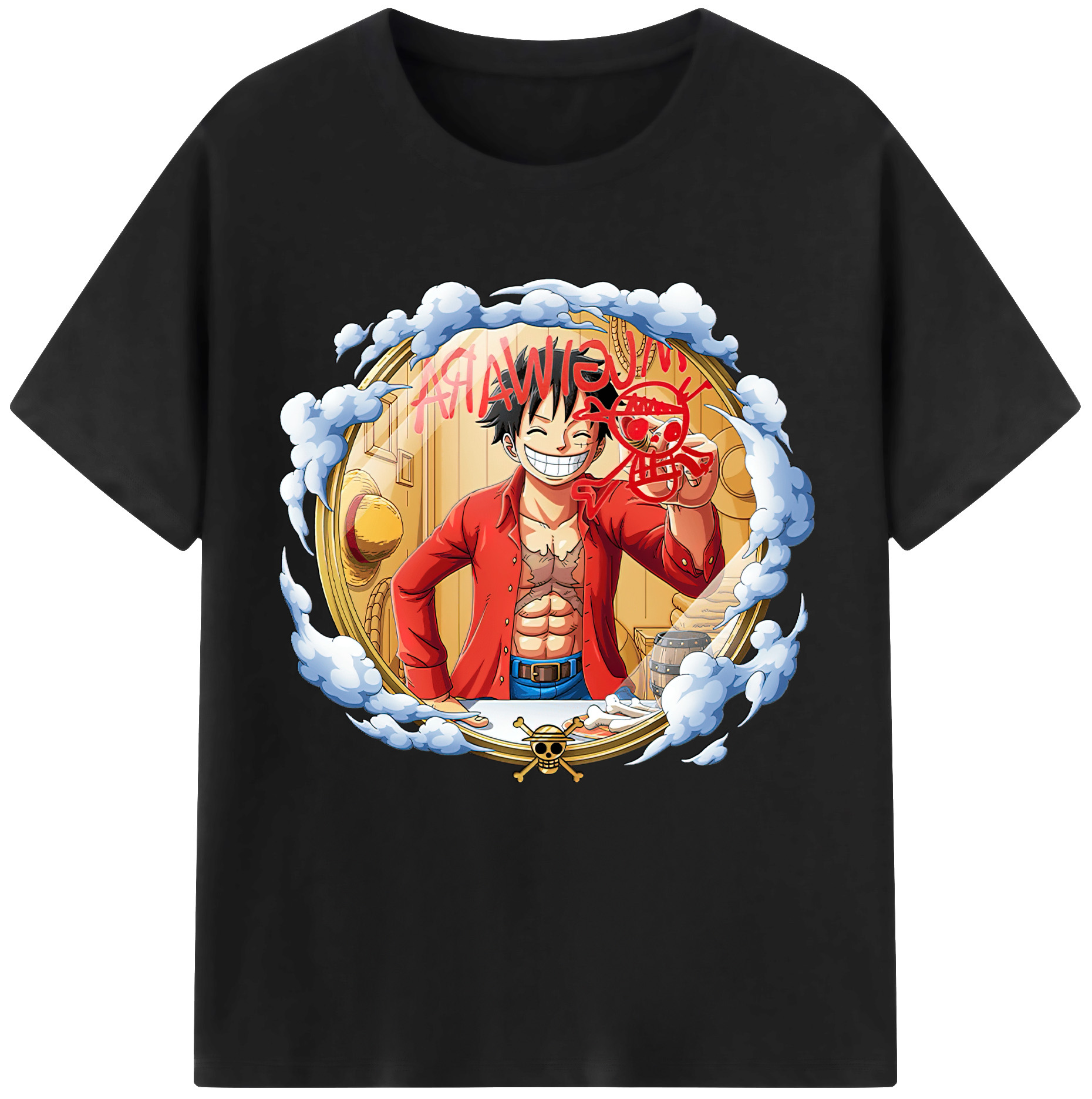 ワンピース モンキー・D・ルフィ ONE PIECE Monkey D. Luffy レディースカジュアルプリントTシャツ（綿100％）