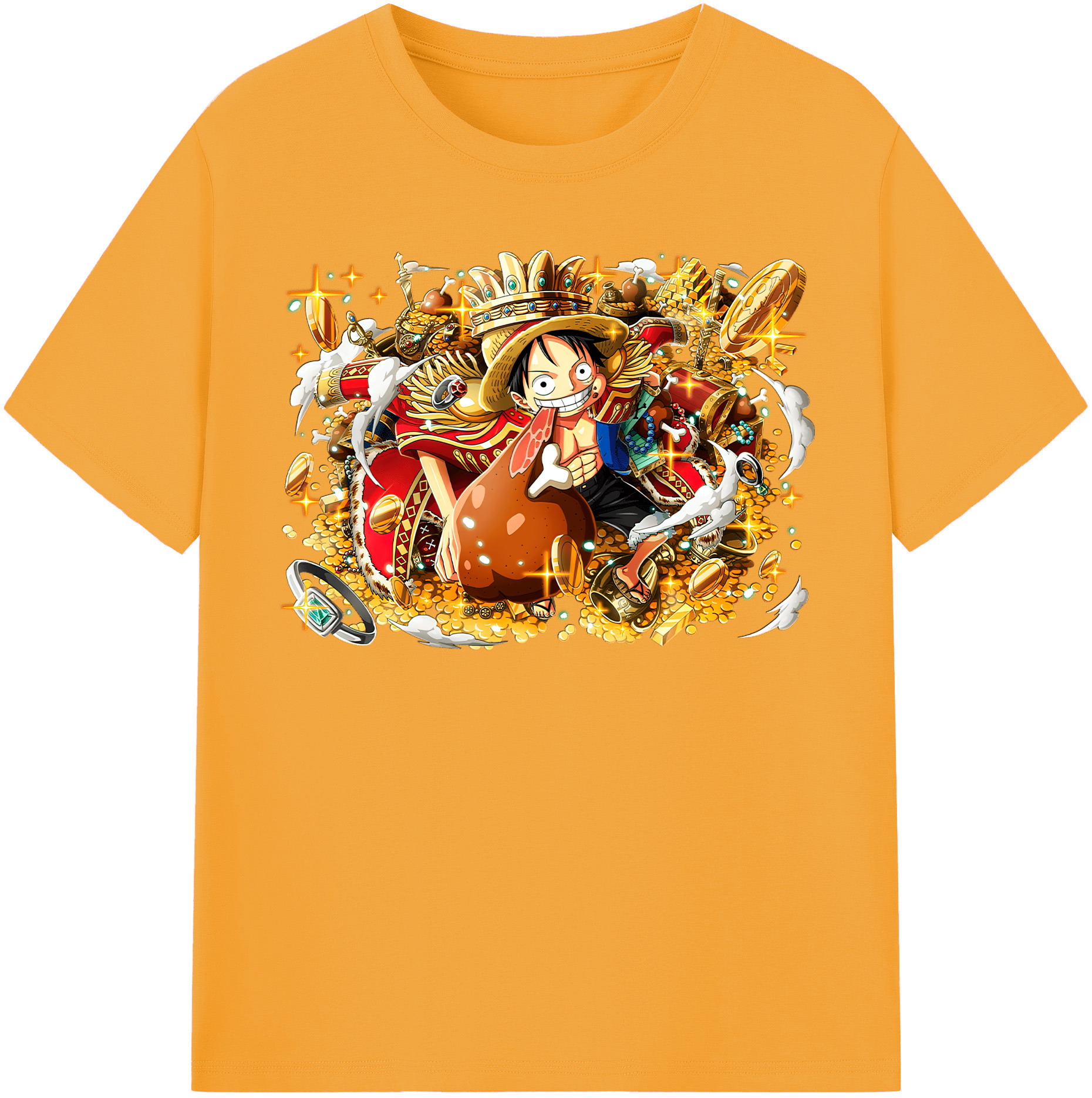 ワンピース モンキー・D・ルフィ ONE PIECE Monkey D. Luffy レディースカジュアルプリントTシャツ（綿100％）