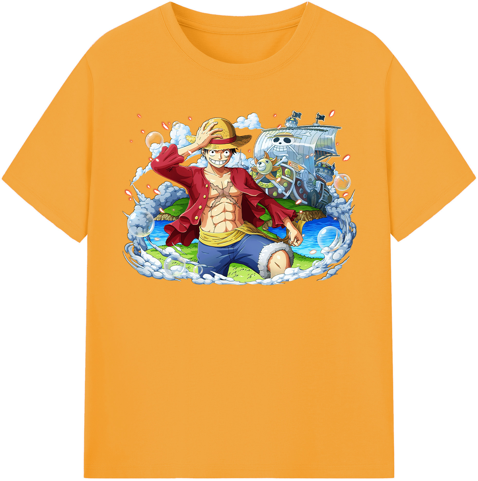 ワンピース モンキー・D・ルフィ ONE PIECE Monkey D. Luffy レディースカジュアルプリントTシャツ（綿100％）