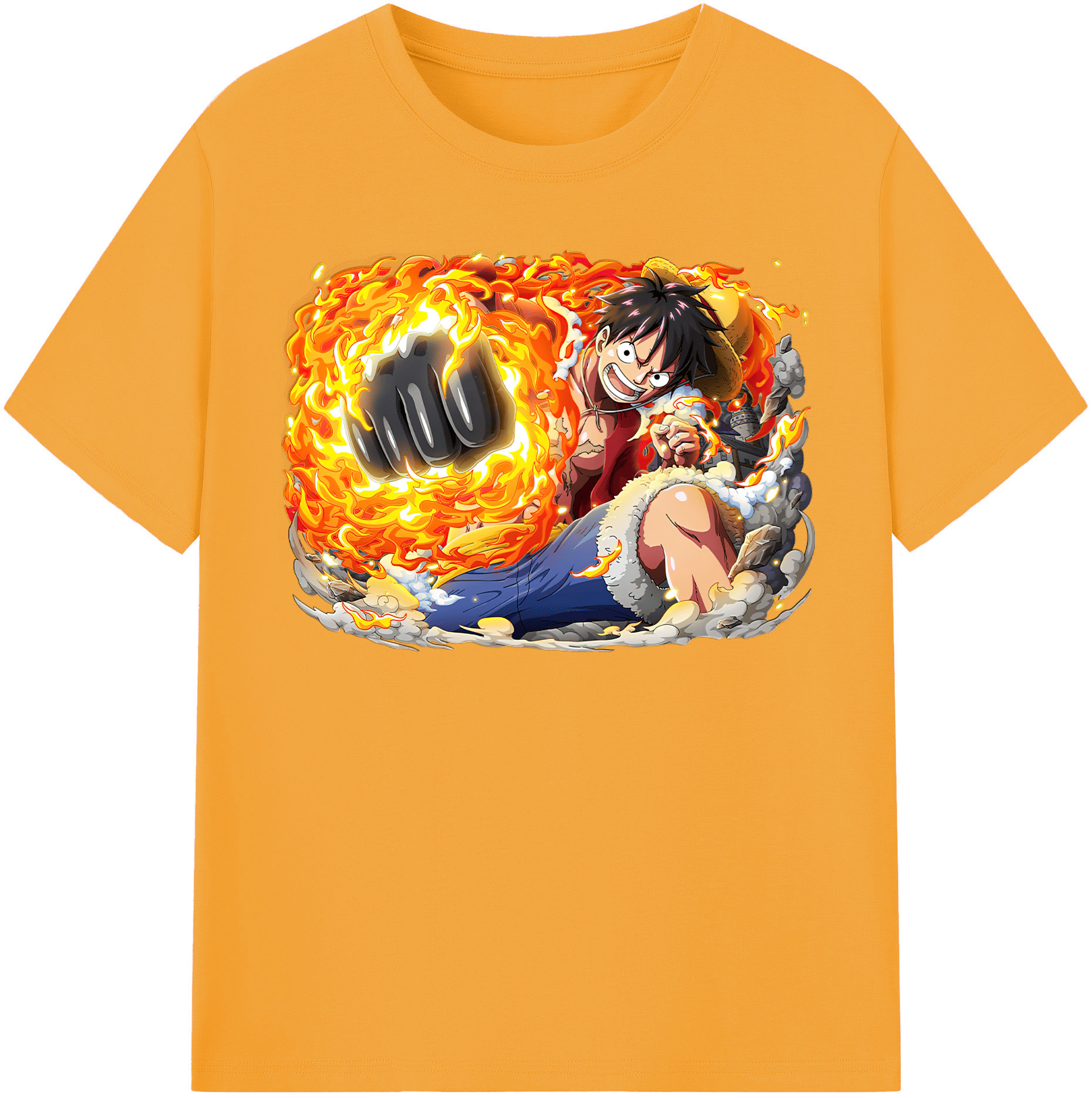 ワンピース モンキー・D・ルフィ ONE PIECE Monkey D. Luffy レディースカジュアルプリントTシャツ（綿100％）