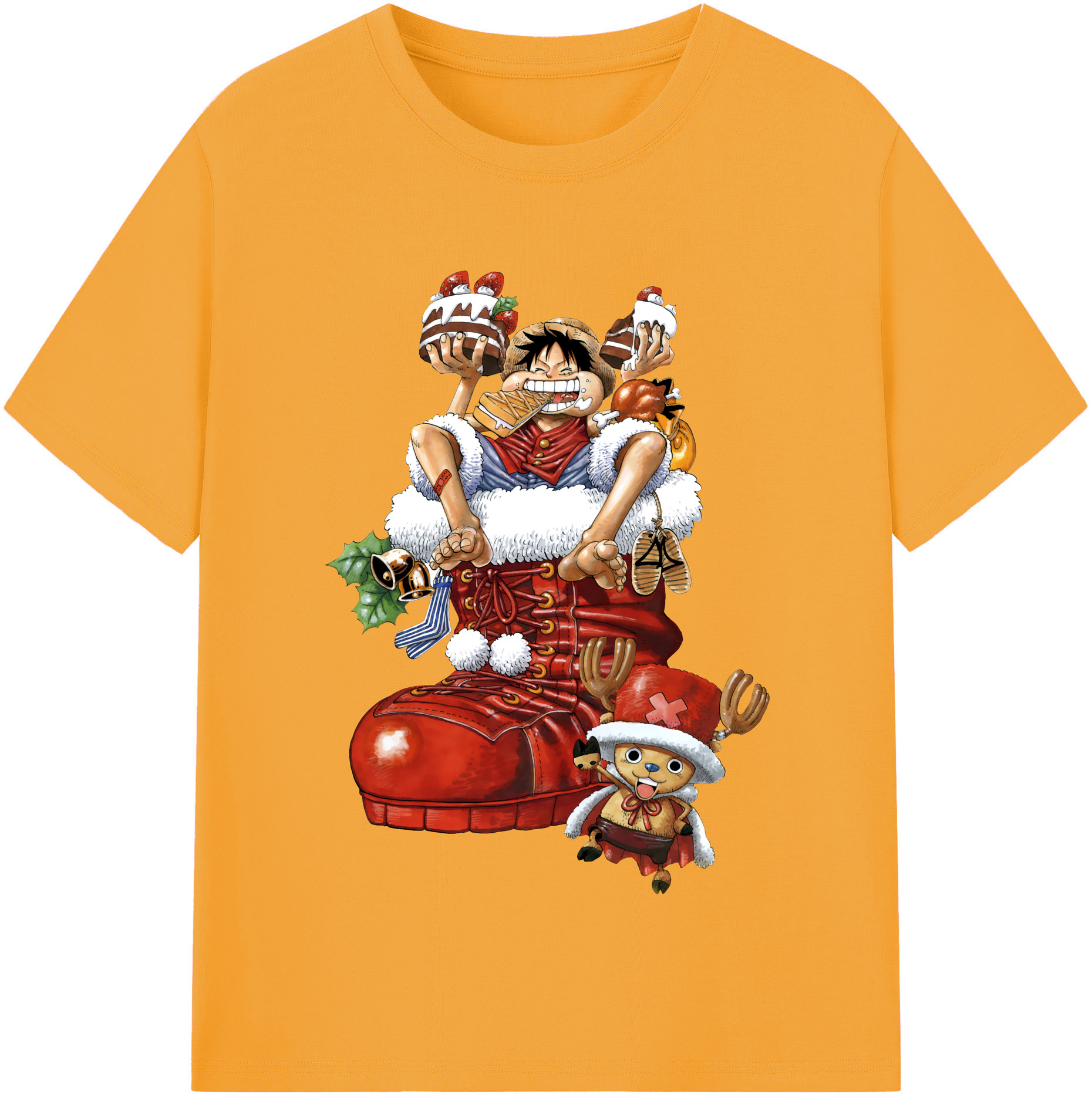 ワンピース モンキー・D・ルフィ ONE PIECE Monkey D. Luffy レディースカジュアルプリントTシャツ（綿100％）