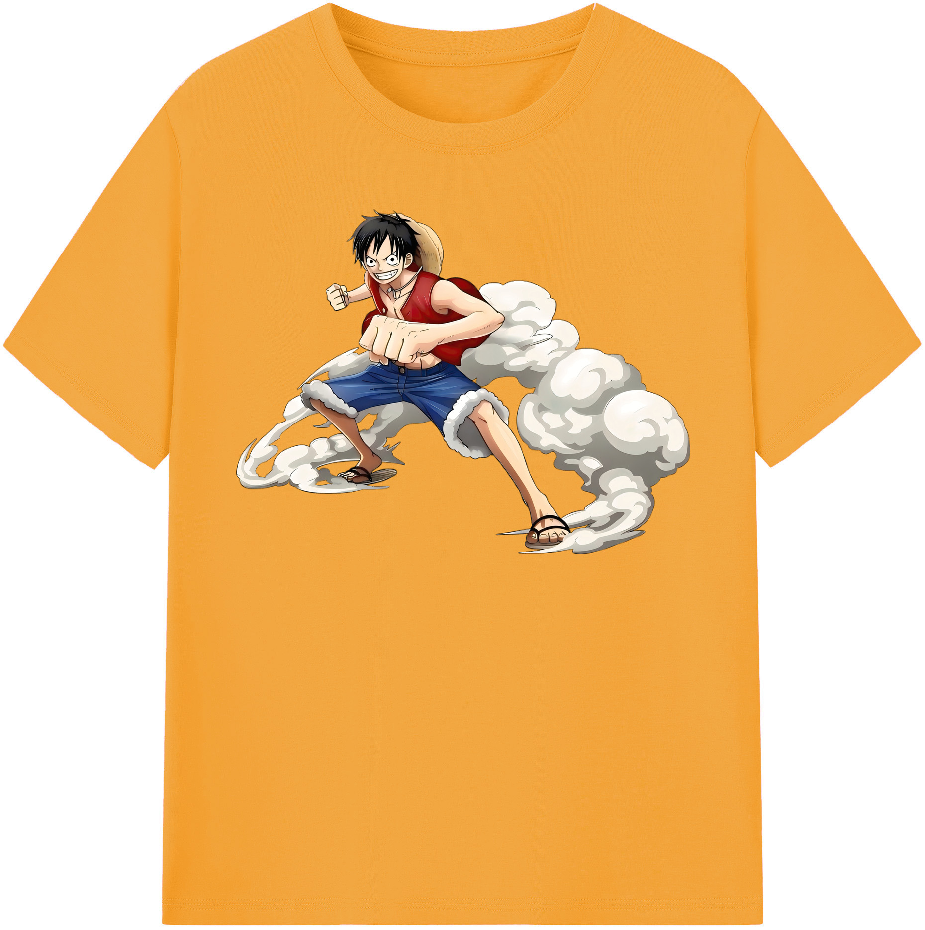 ワンピース モンキー・D・ルフィ ONE PIECE Monkey D. Luffy レディースカジュアルプリントTシャツ（綿100％）