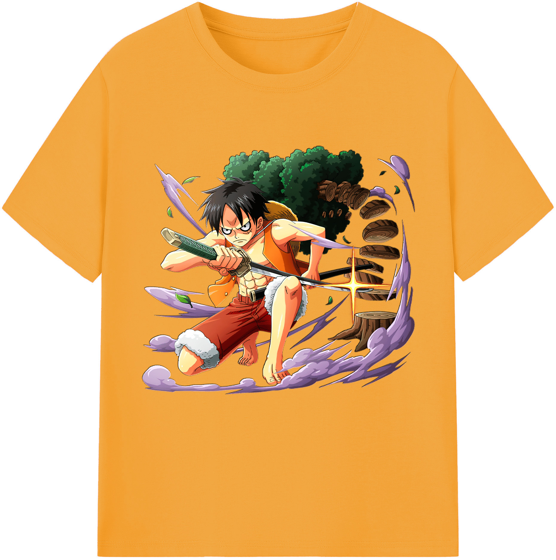 ワンピース モンキー・D・ルフィ ONE PIECE Monkey D. Luffy レディースカジュアルプリントTシャツ（綿100％）
