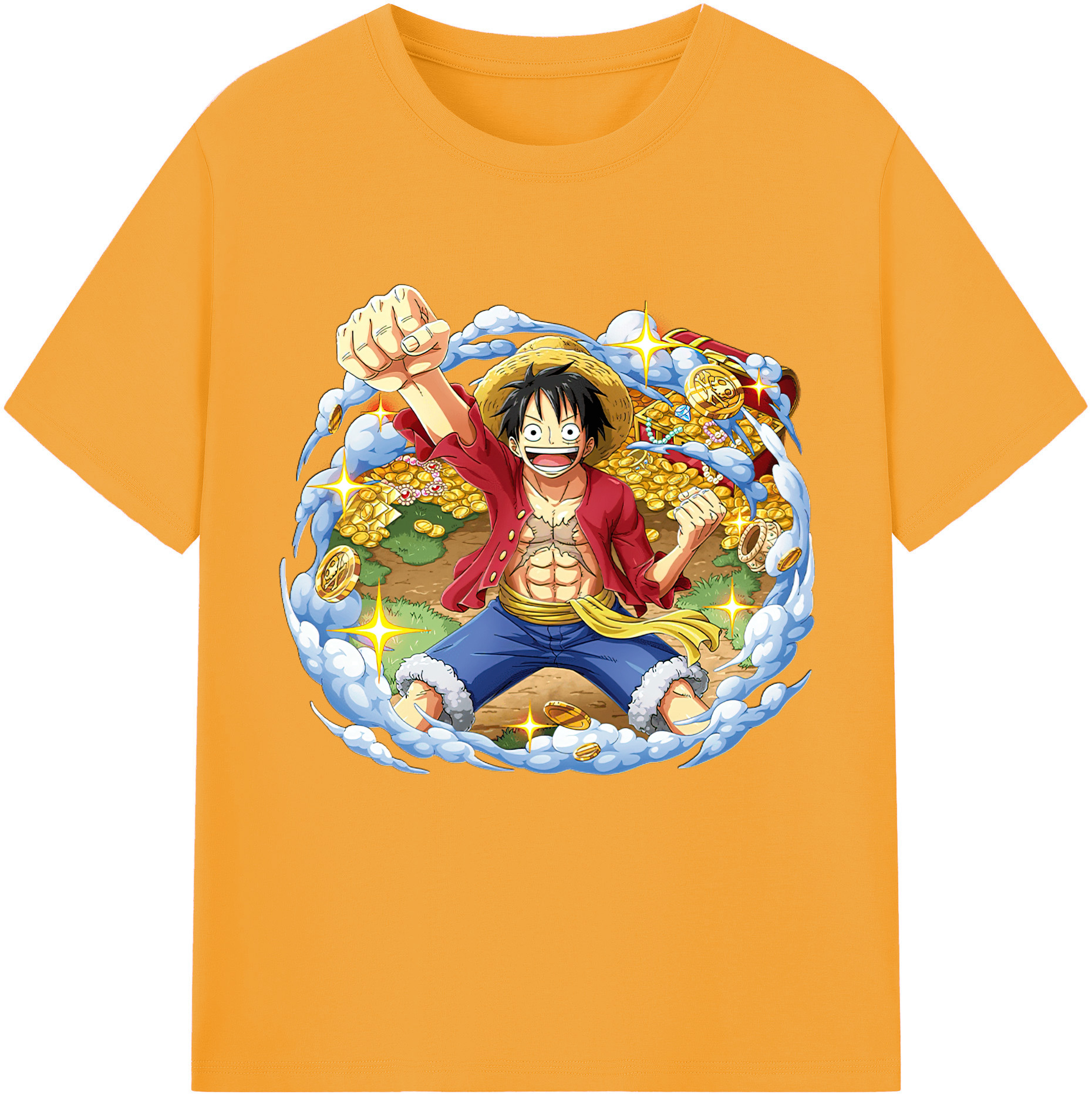 ワンピース モンキー・D・ルフィ ONE PIECE Monkey D. Luffy レディースカジュアルプリントTシャツ（綿100％）