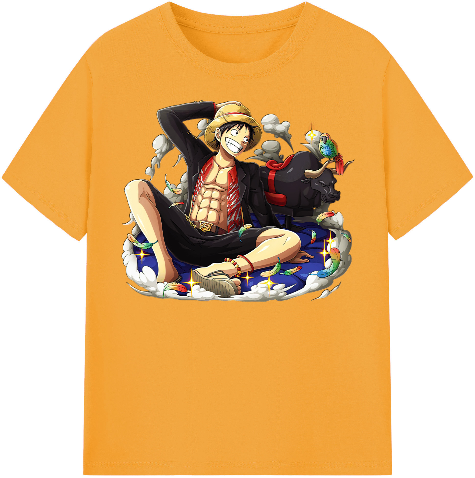 ワンピース モンキー・D・ルフィ ONE PIECE Monkey D. Luffy レディースカジュアルプリントTシャツ（綿100％）