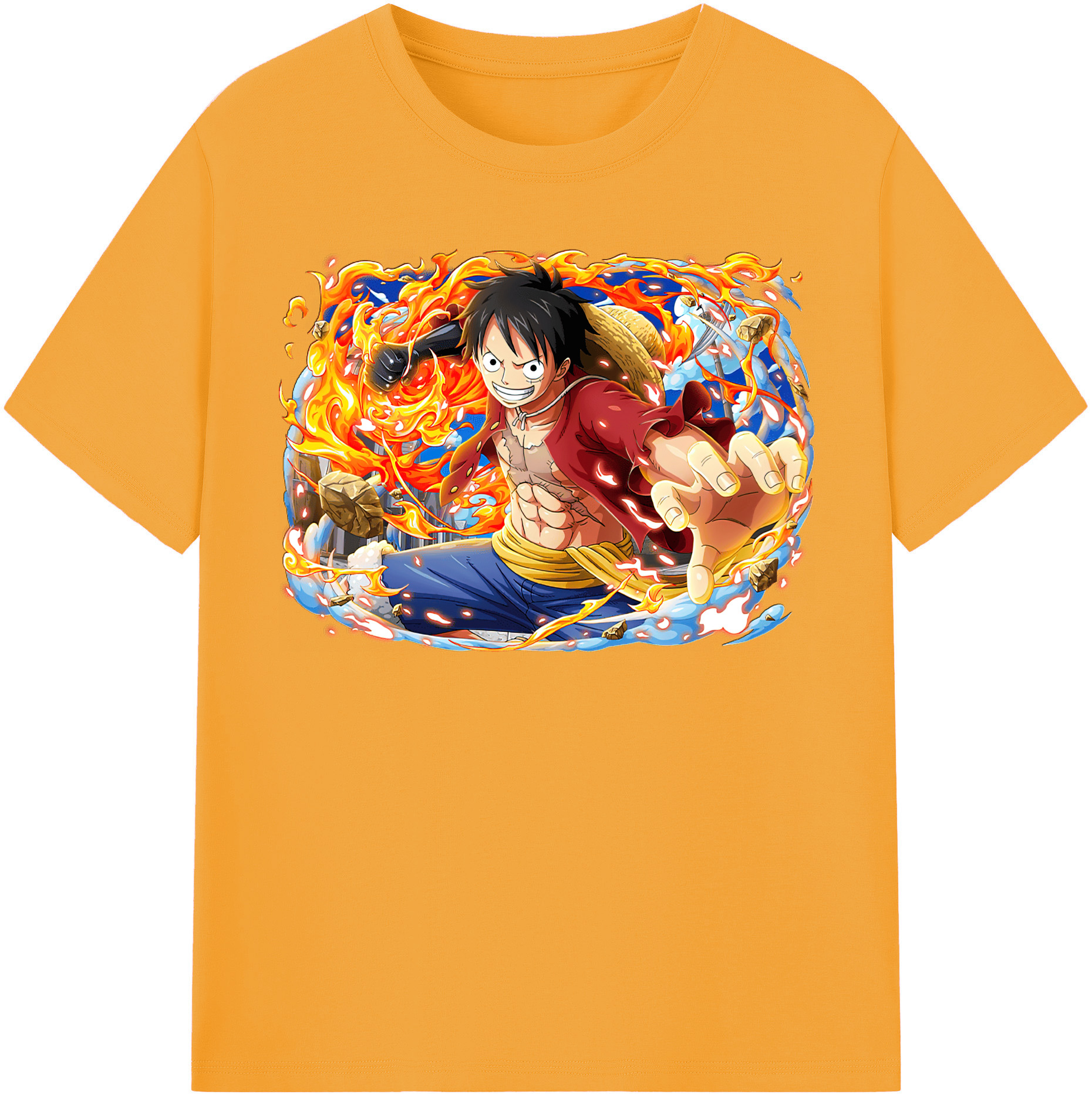 ワンピース モンキー・D・ルフィ ONE PIECE Monkey D. Luffy レディースカジュアルプリントTシャツ（綿100％）