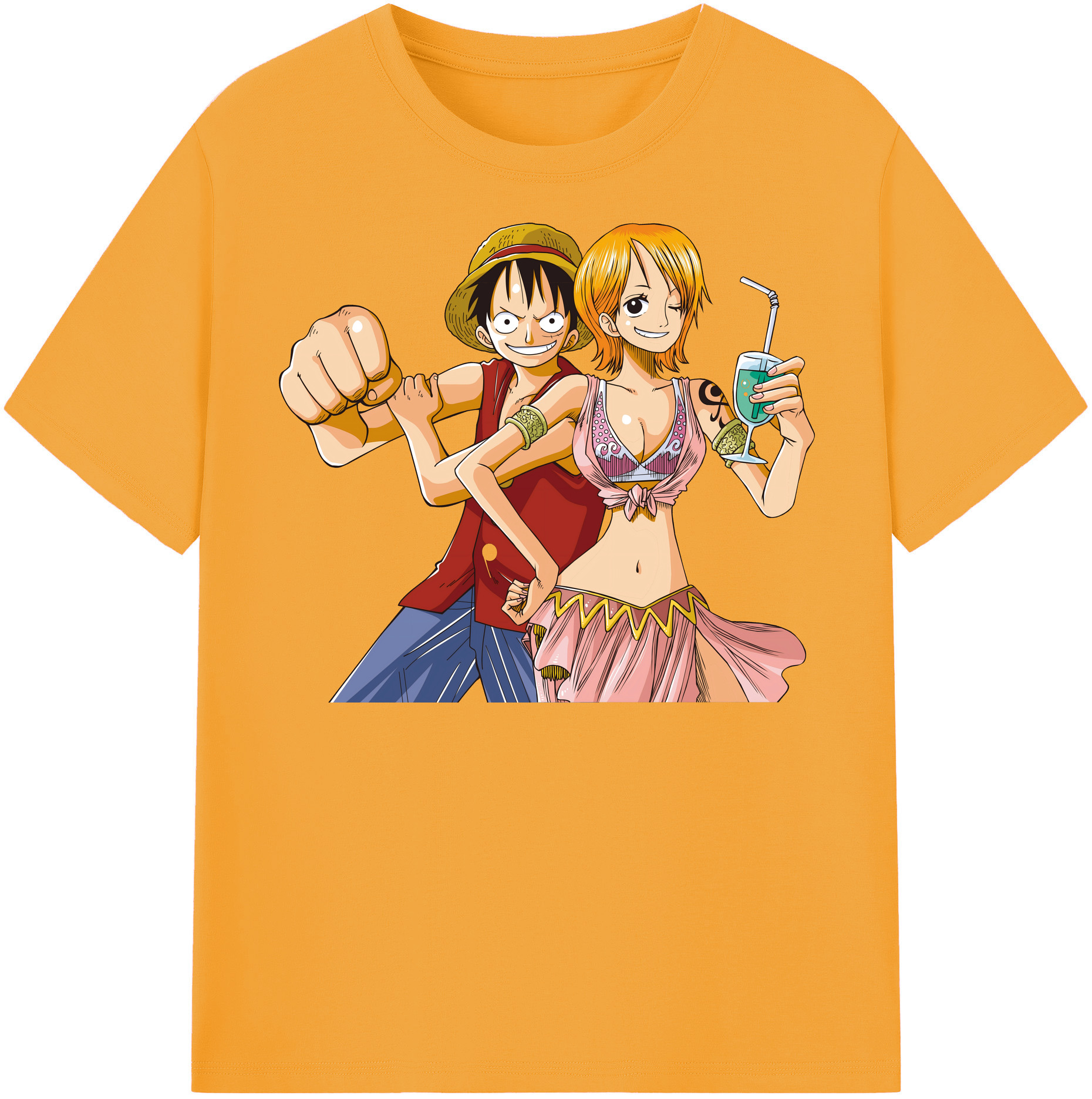 ワンピース モンキー・D・ルフィ ONE PIECE Monkey D. Luffy レディースカジュアルプリントTシャツ（綿100％）