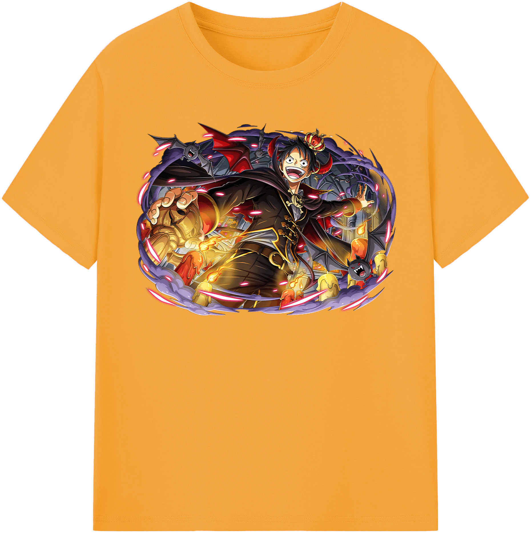 ワンピース モンキー・D・ルフィ ONE PIECE Monkey D. Luffy レディースカジュアルプリントTシャツ（綿100％）