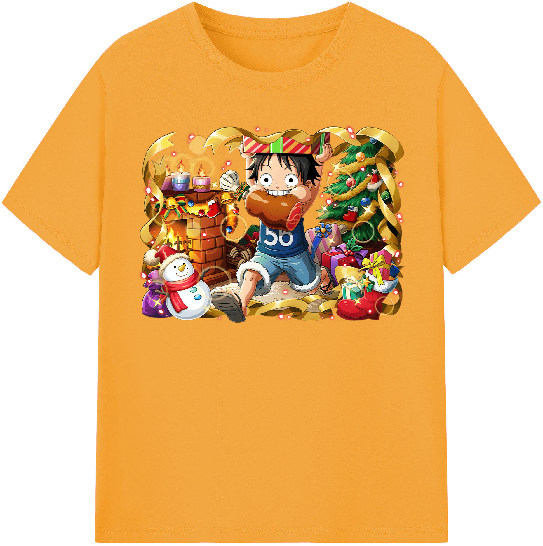 ワンピース モンキー・D・ルフィ ONE PIECE Monkey D. Luffy レディースカジュアルプリントTシャツ（綿100％）