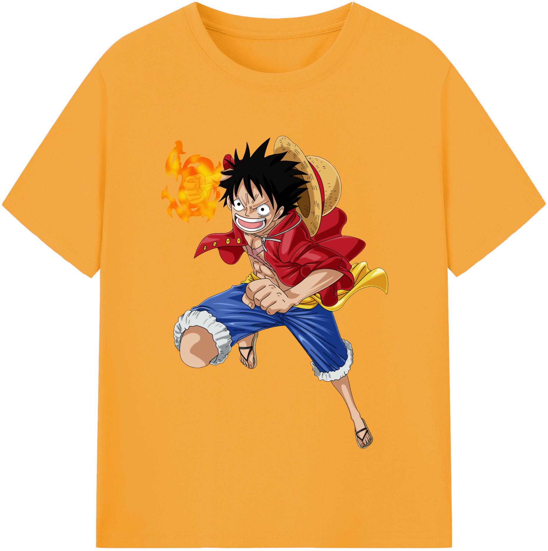 ワンピース モンキー・D・ルフィ ONE PIECE Monkey D. Luffy レディースカジュアルプリントTシャツ（綿100％）