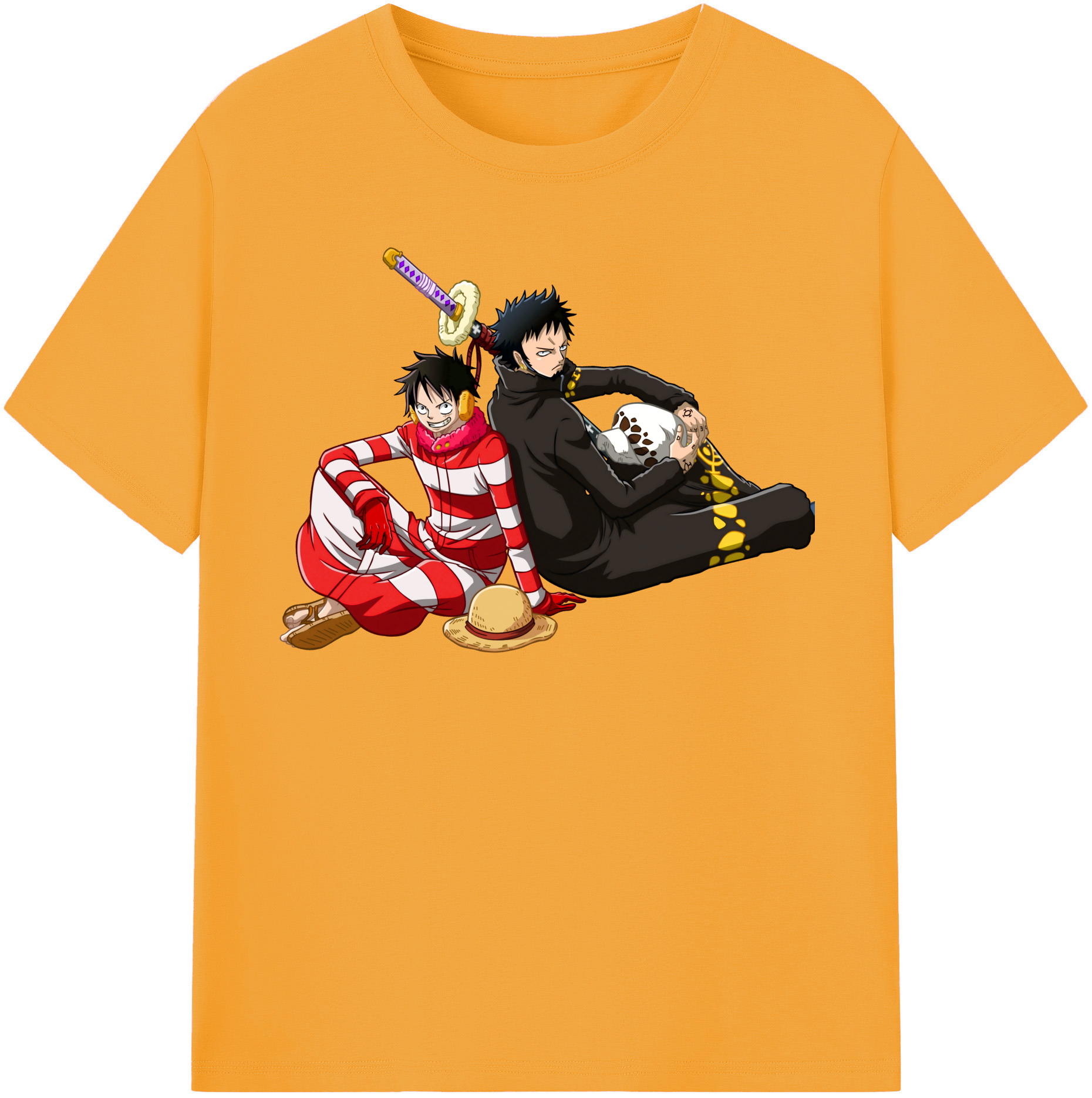 ワンピース モンキー・D・ルフィ ONE PIECE Monkey D. Luffy レディースカジュアルプリントTシャツ（綿100％）