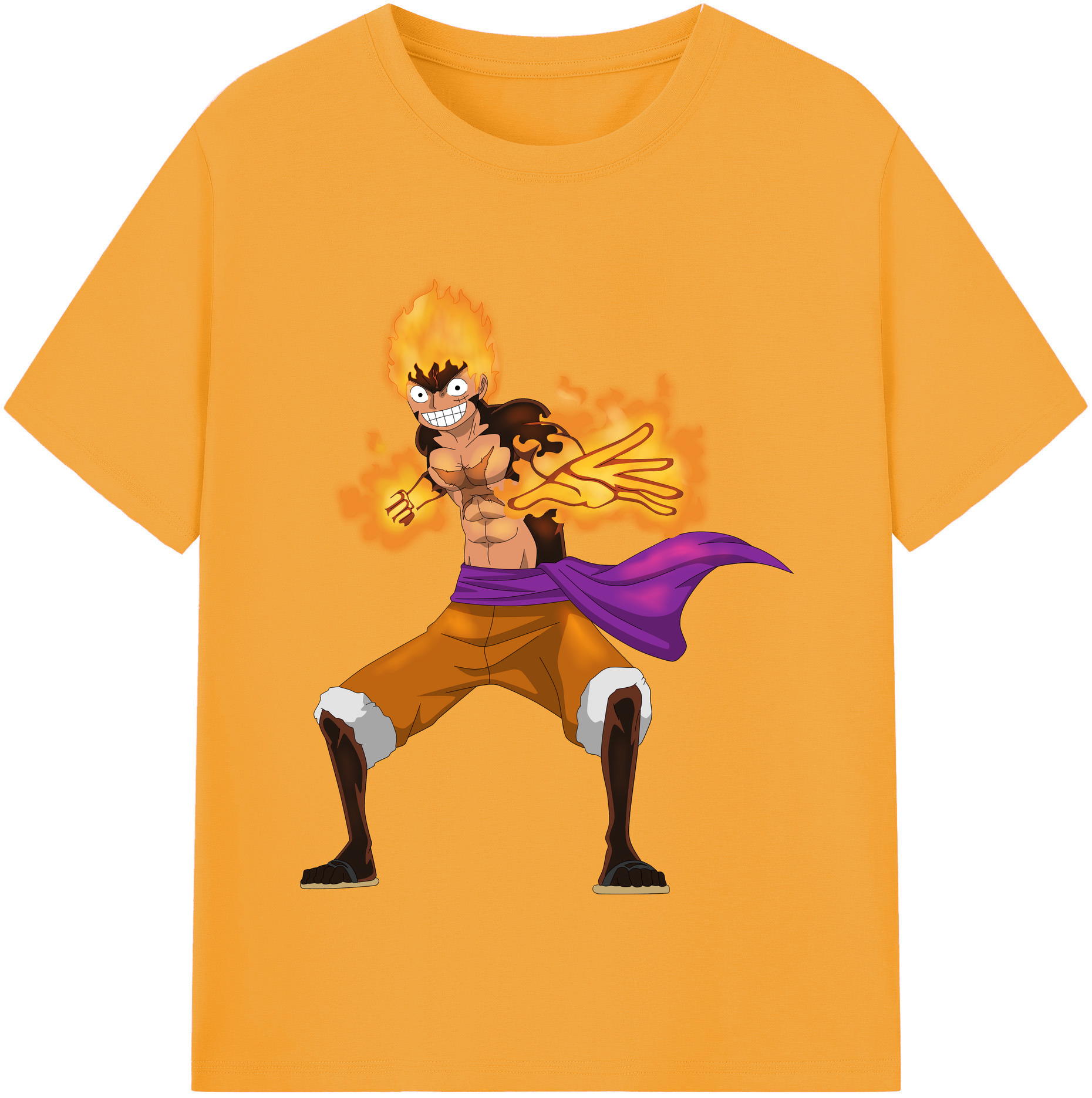 ワンピース モンキー・D・ルフィ ONE PIECE Monkey D. Luffy レディースカジュアルプリントTシャツ（綿100％）