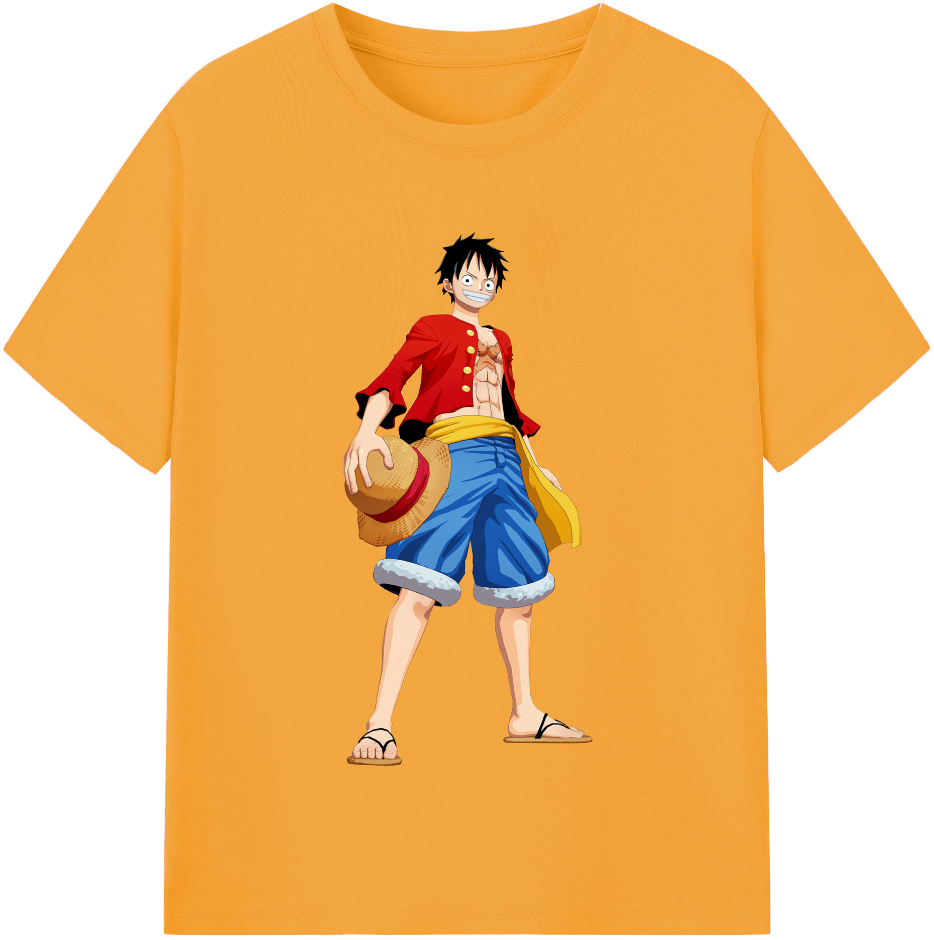 ワンピース モンキー・D・ルフィ ONE PIECE Monkey D. Luffy レディースカジュアルプリントTシャツ（綿100％）
