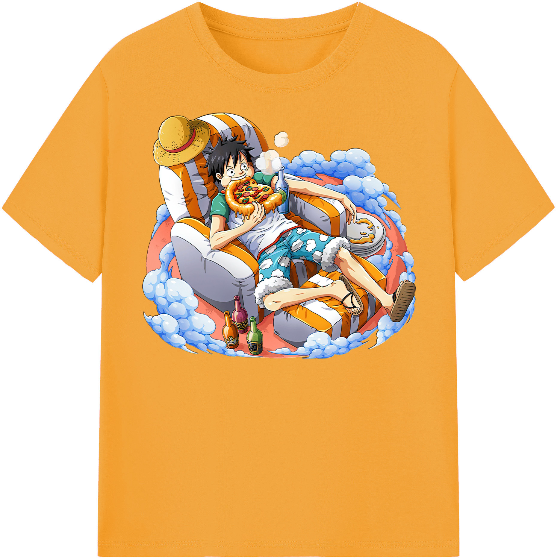 ワンピース モンキー・D・ルフィ ONE PIECE Monkey D. Luffy レディースカジュアルプリントTシャツ（綿100％）