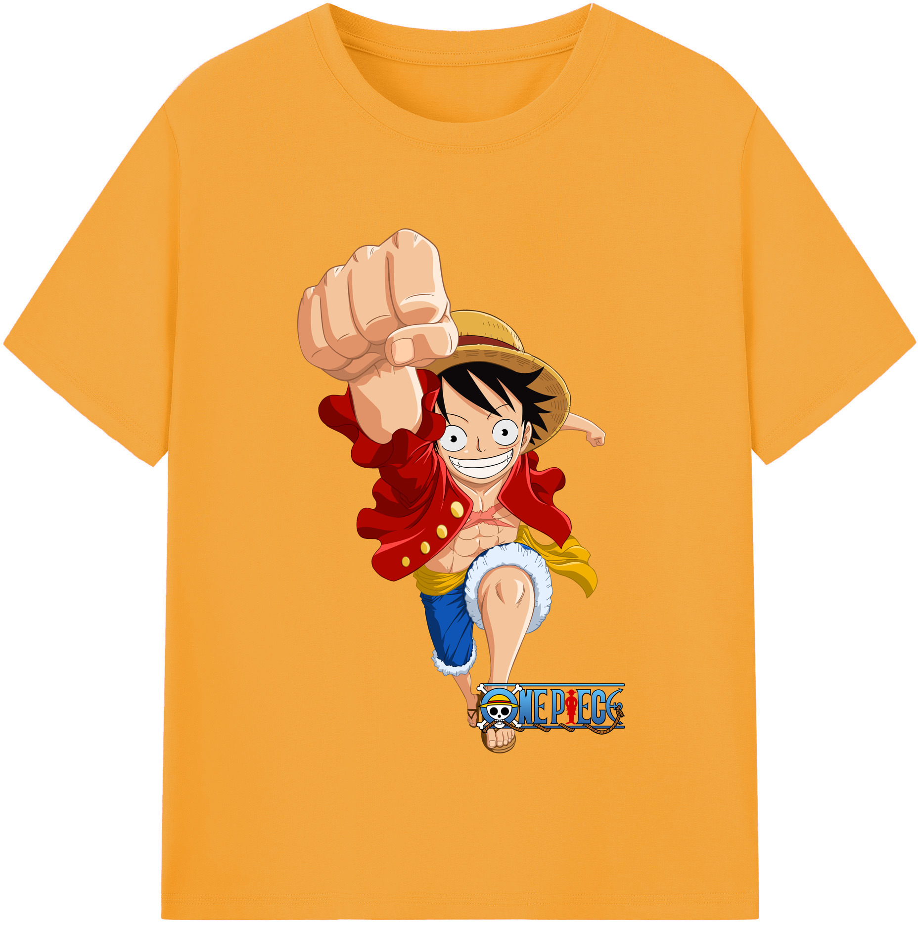 ワンピース モンキー・D・ルフィ ONE PIECE Monkey D. Luffy レディースカジュアルプリントTシャツ（綿100％）
