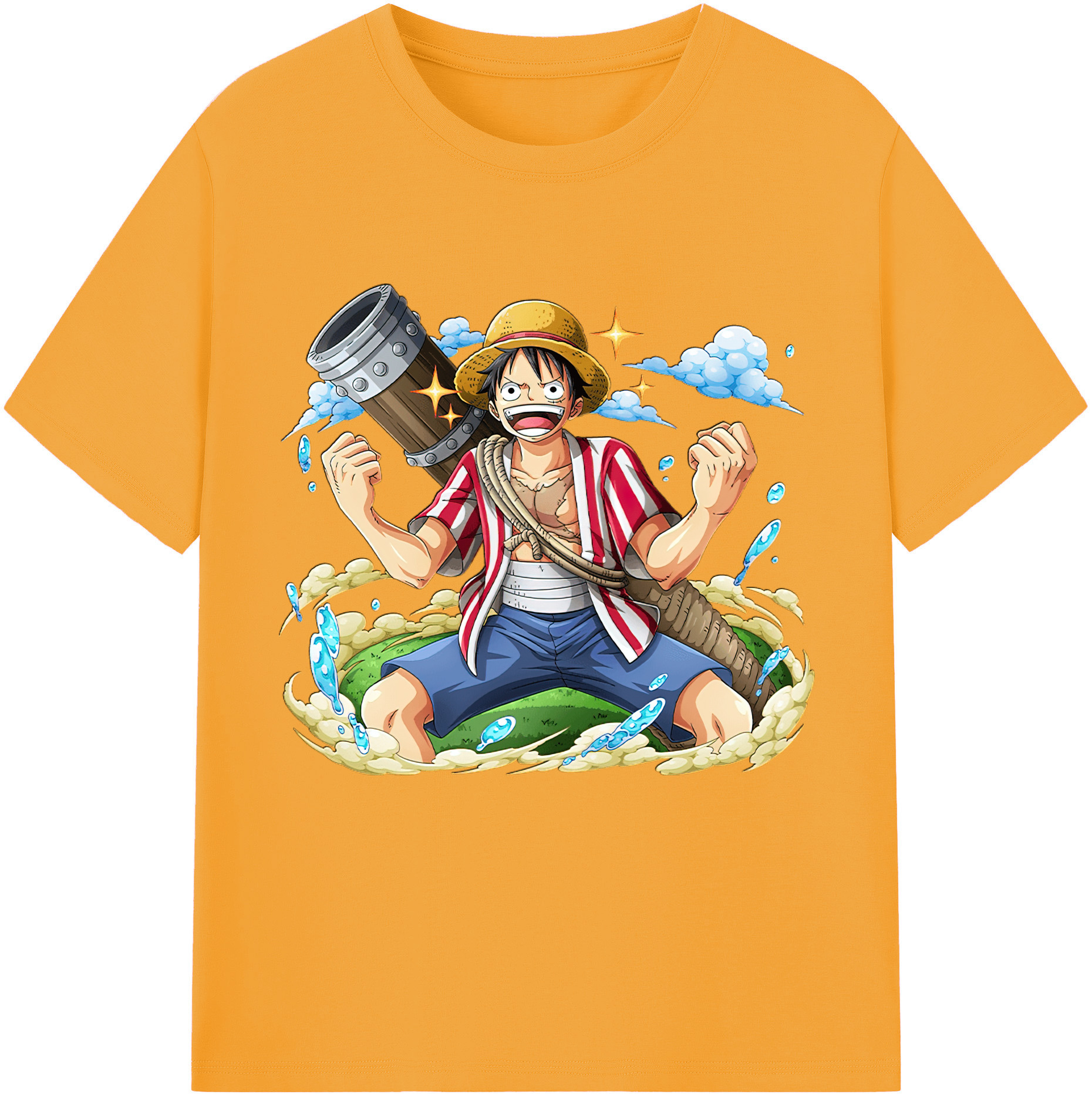 ワンピース モンキー・D・ルフィ ONE PIECE Monkey D. Luffy レディースカジュアルプリントTシャツ（綿100％）
