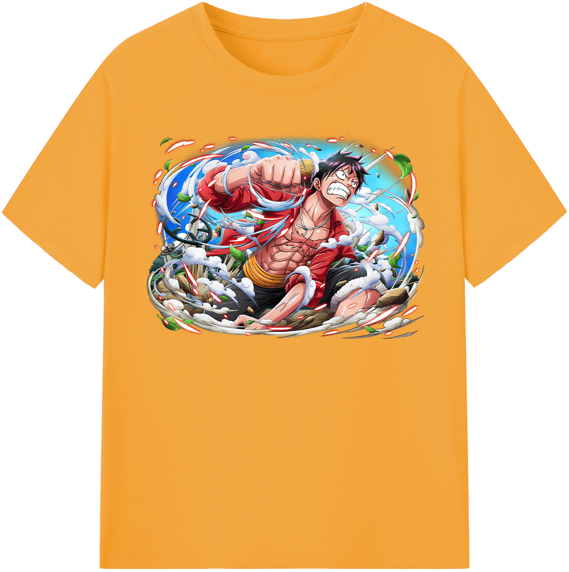 ワンピース モンキー・D・ルフィ ONE PIECE Monkey D. Luffy レディースカジュアルプリントTシャツ（綿100％）