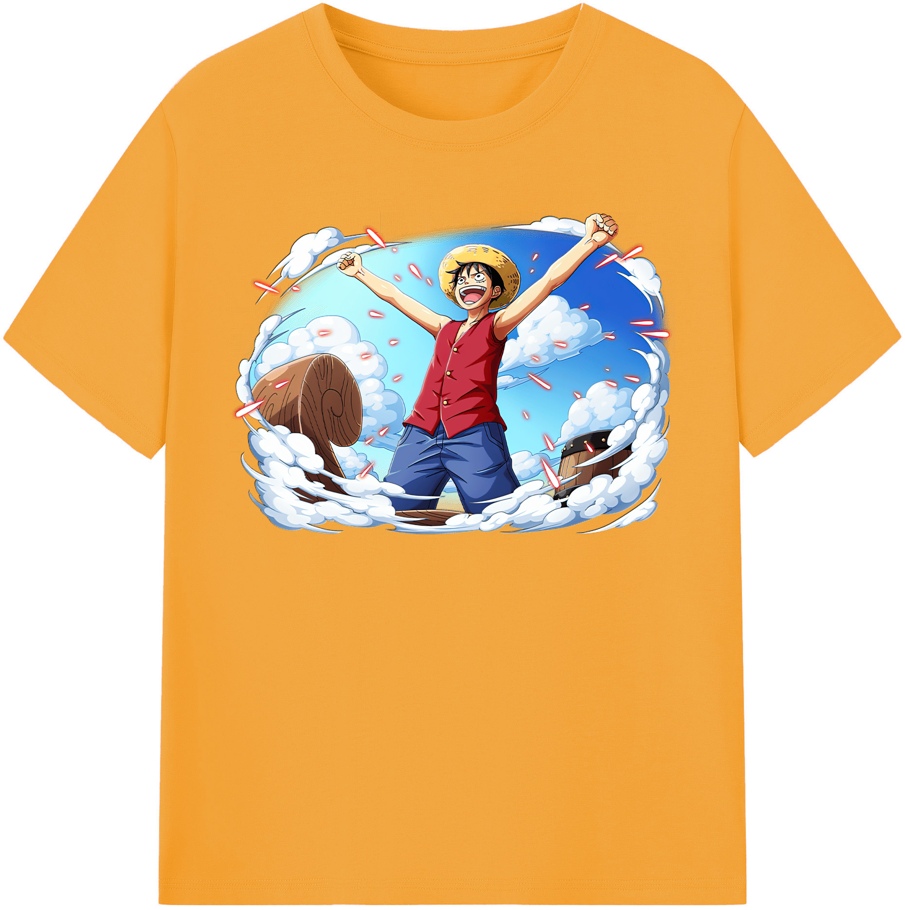ワンピース モンキー・D・ルフィ ONE PIECE Monkey D. Luffy レディースカジュアルプリントTシャツ（綿100％）