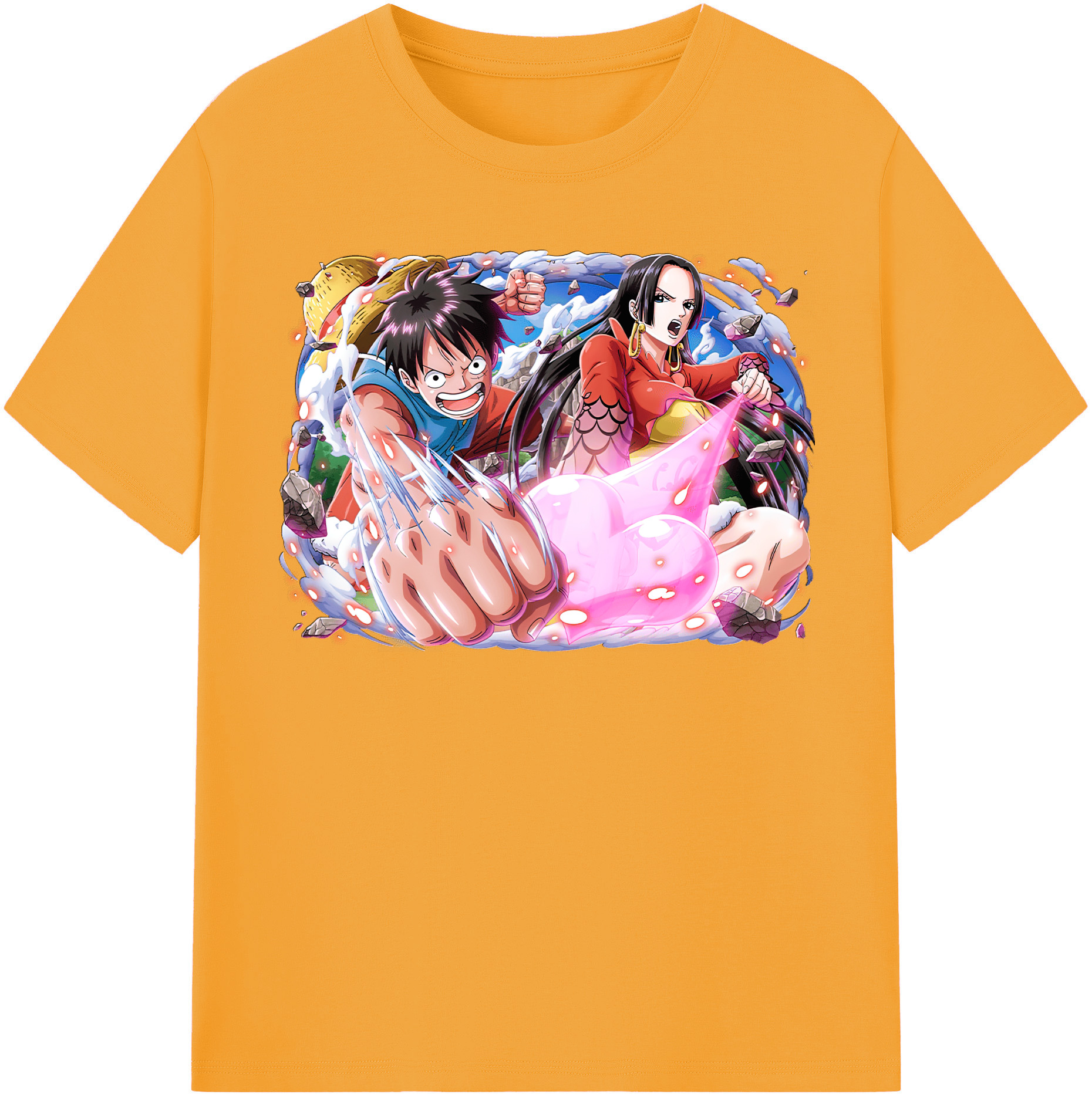 ワンピース モンキー・D・ルフィ ONE PIECE Monkey D. Luffy レディースカジュアルプリントTシャツ（綿100％）