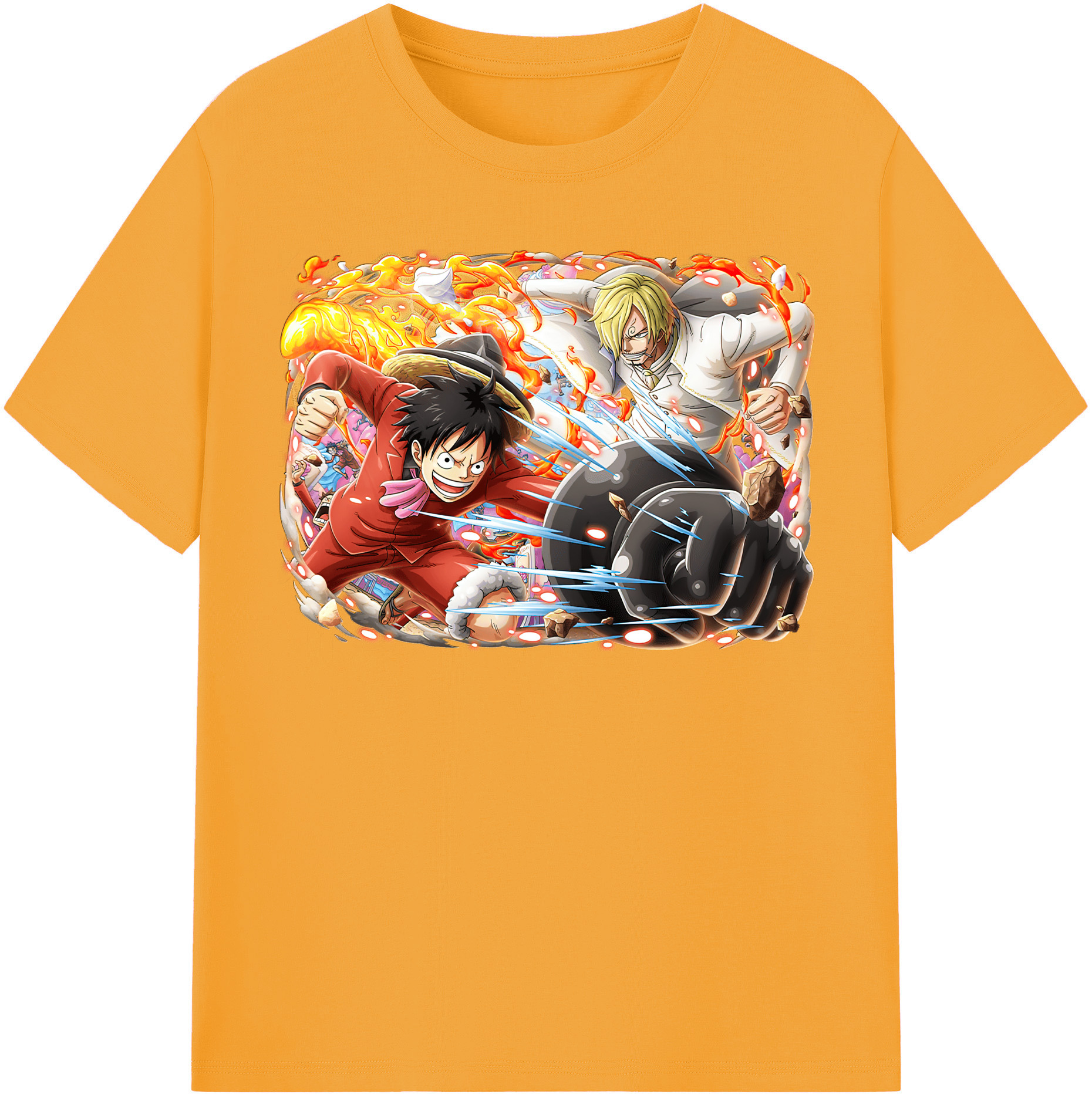 ワンピース モンキー・D・ルフィ ONE PIECE Monkey D. Luffy レディースカジュアルプリントTシャツ（綿100％）