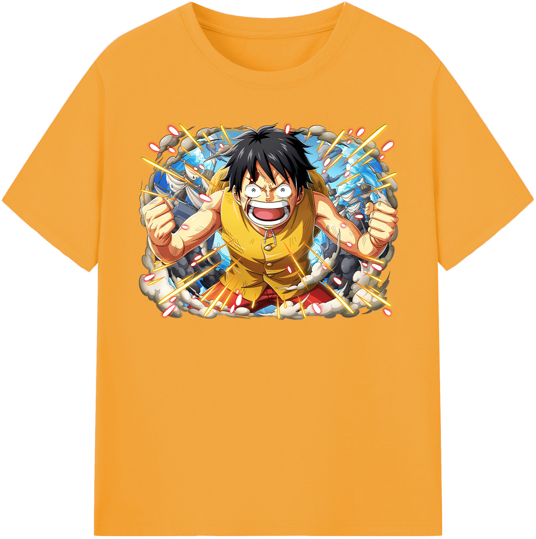 ワンピース モンキー・D・ルフィ ONE PIECE Monkey D. Luffy レディースカジュアルプリントTシャツ（綿100％）