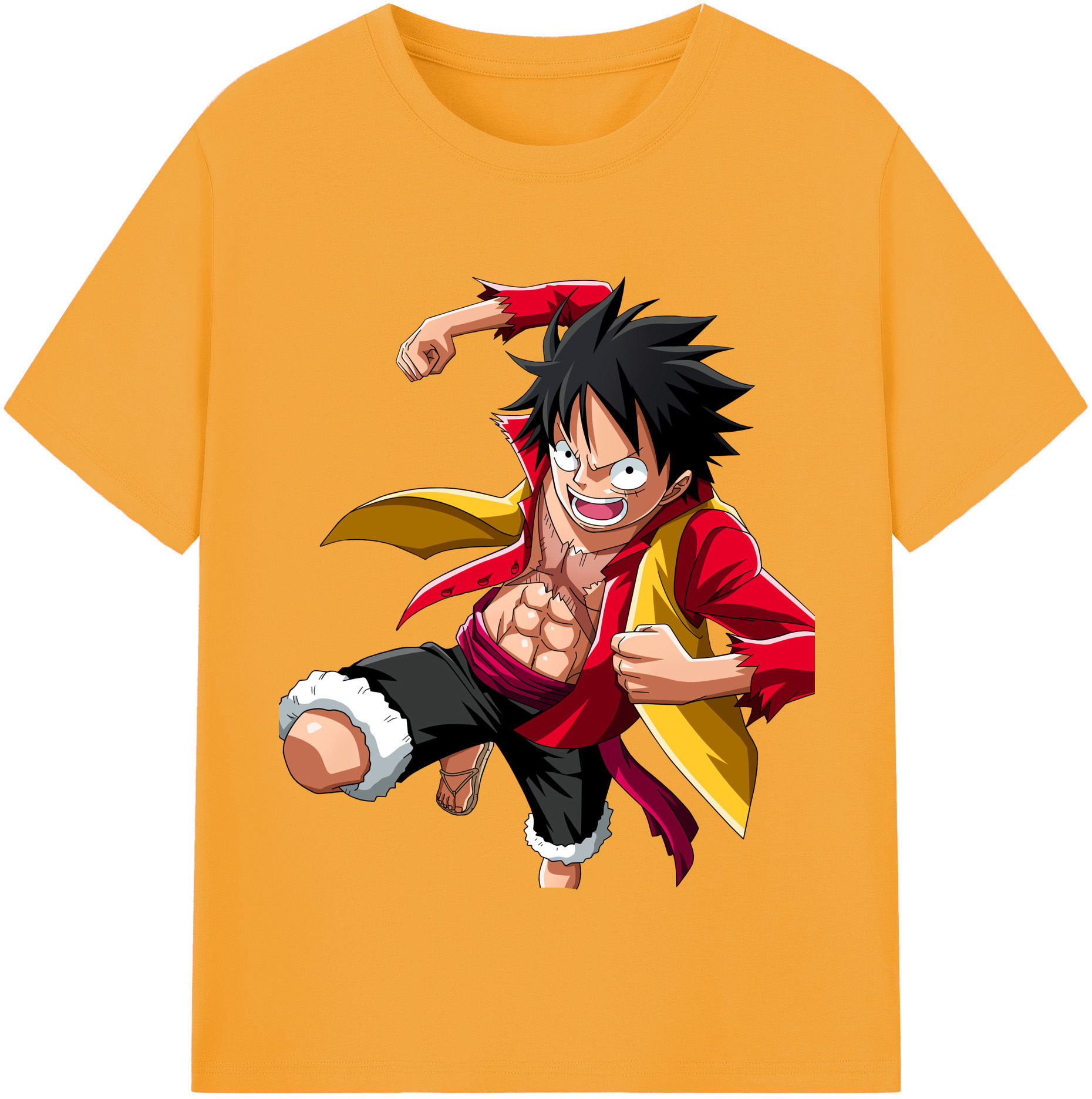 ワンピース モンキー・D・ルフィ ONE PIECE Monkey D. Luffy レディースカジュアルプリントTシャツ（綿100％）