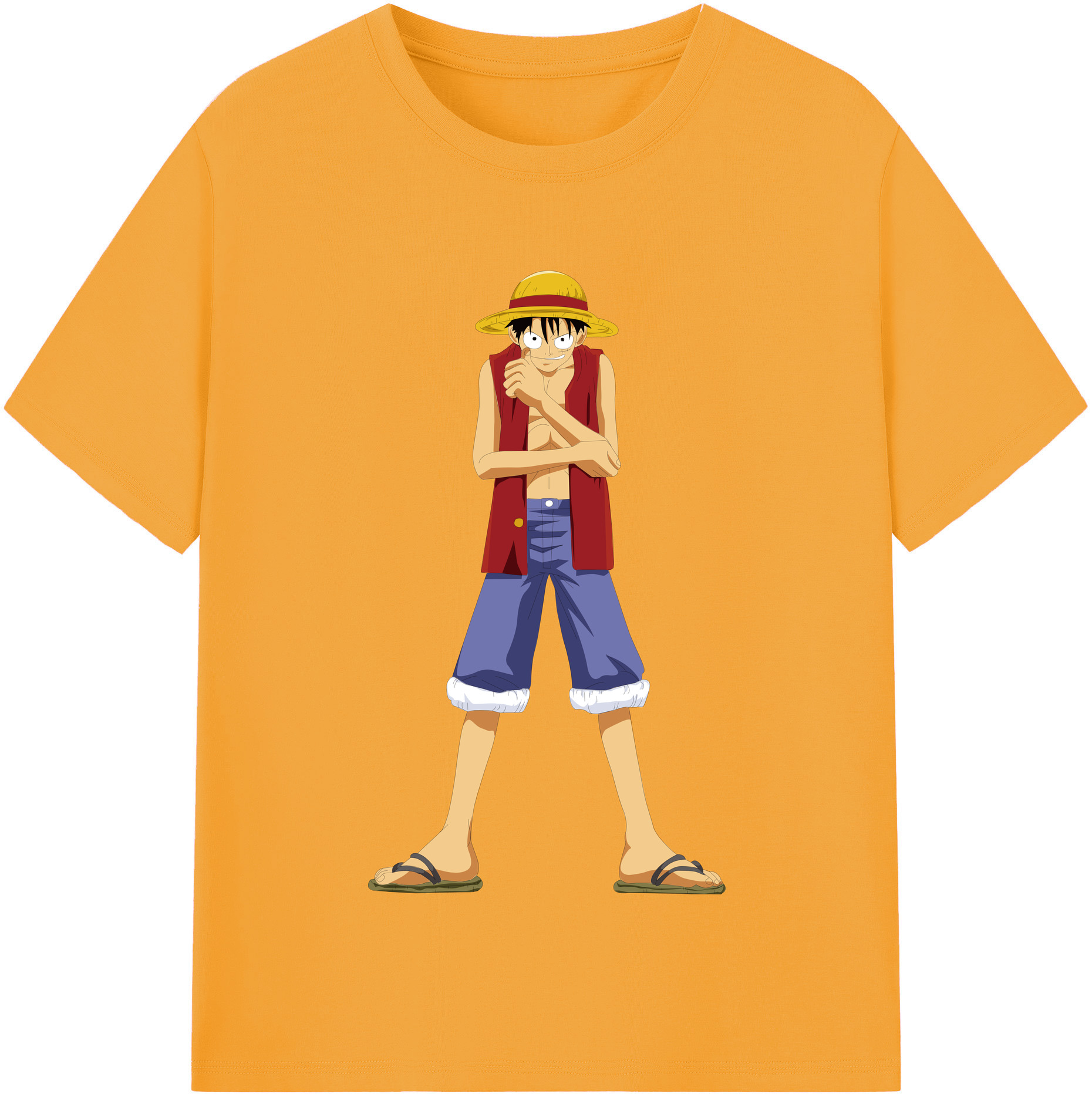 ワンピース モンキー・D・ルフィ ONE PIECE Monkey D. Luffy レディースカジュアルプリントTシャツ（綿100％）