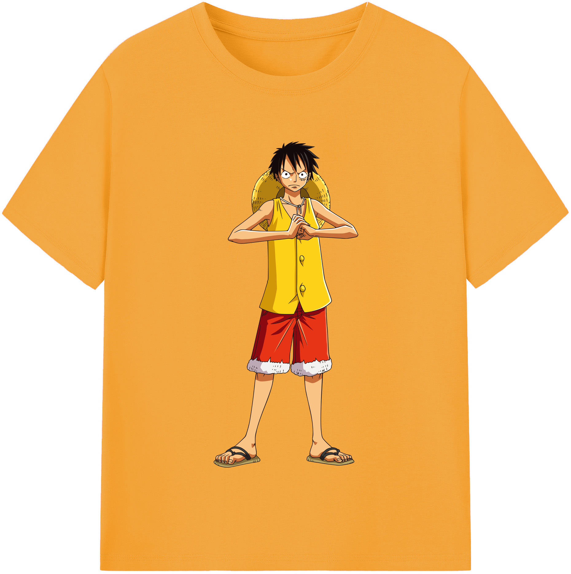 ワンピース モンキー・D・ルフィ ONE PIECE Monkey D. Luffy レディースカジュアルプリントTシャツ（綿100％）