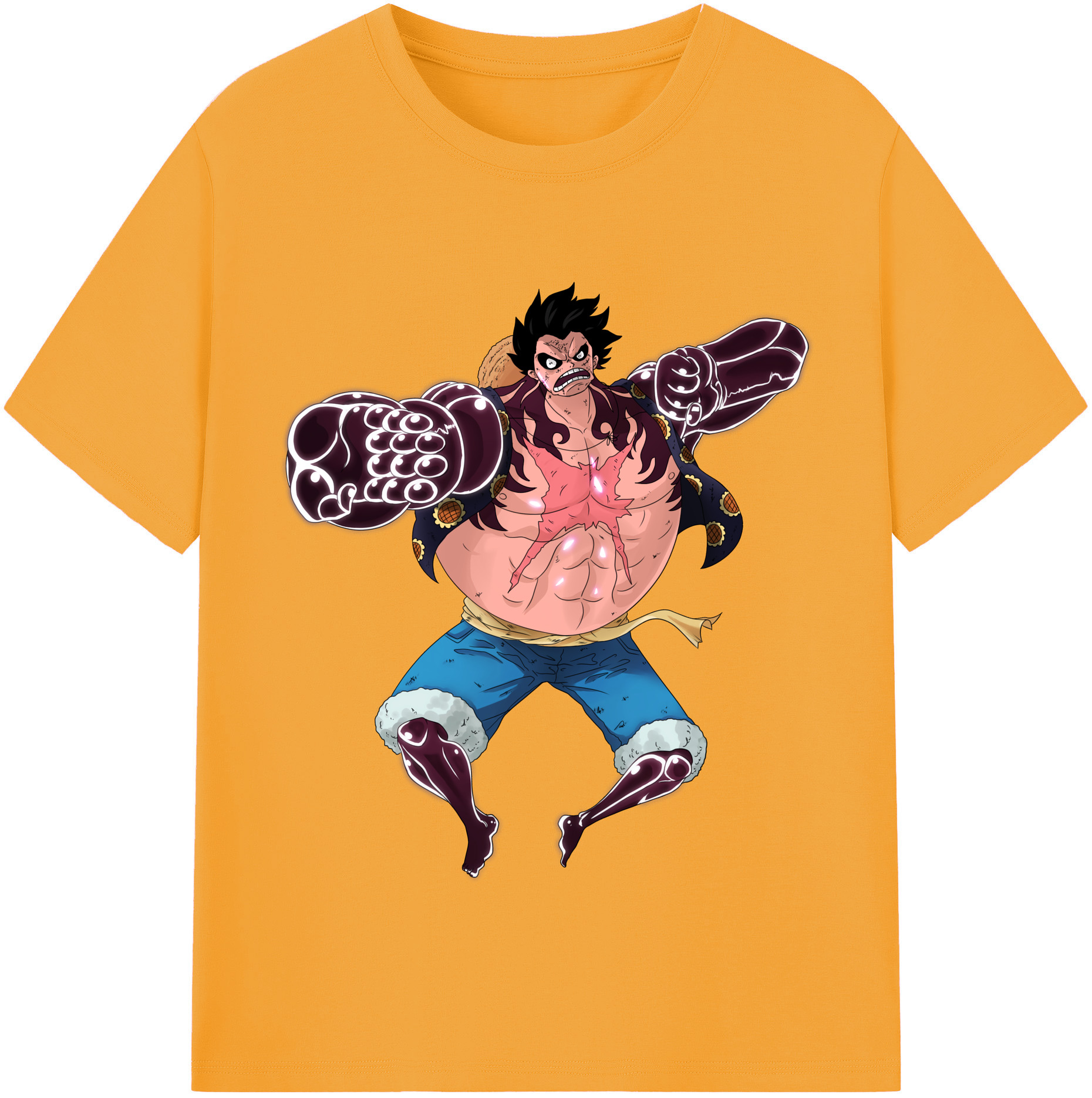 ワンピース モンキー・D・ルフィ ONE PIECE Monkey D. Luffy レディースカジュアルプリントTシャツ（綿100％）