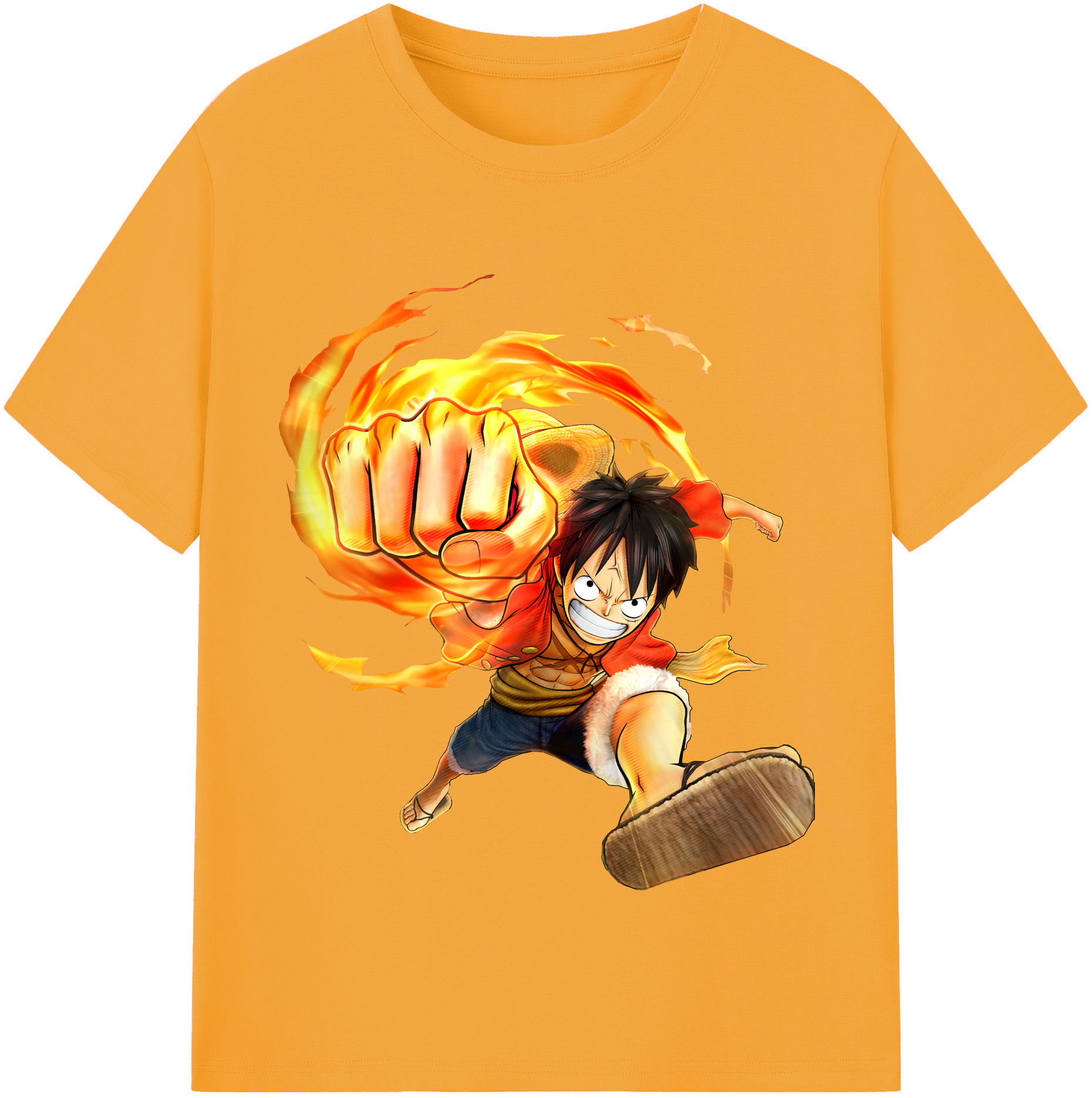 ワンピース モンキー・D・ルフィ ONE PIECE Monkey D. Luffy レディースカジュアルプリントTシャツ（綿100％）