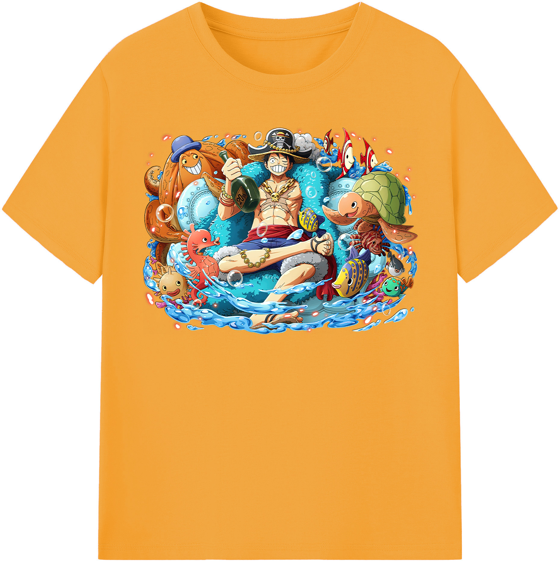 ワンピース モンキー・D・ルフィ ONE PIECE Monkey D. Luffy レディースカジュアルプリントTシャツ（綿100％）